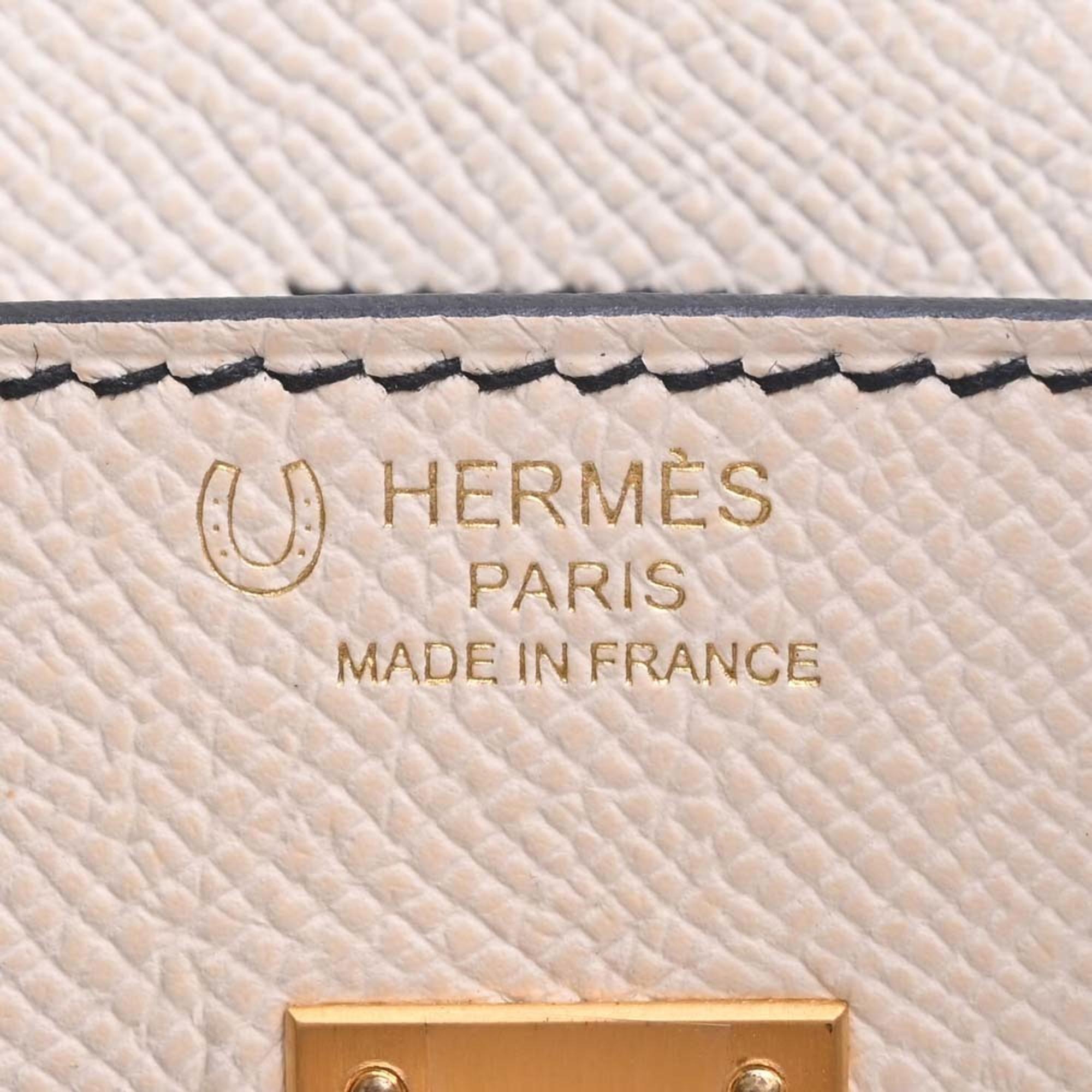 Hermes Vaux Epson Birkin 25 Handbag Ivory Black Ladies