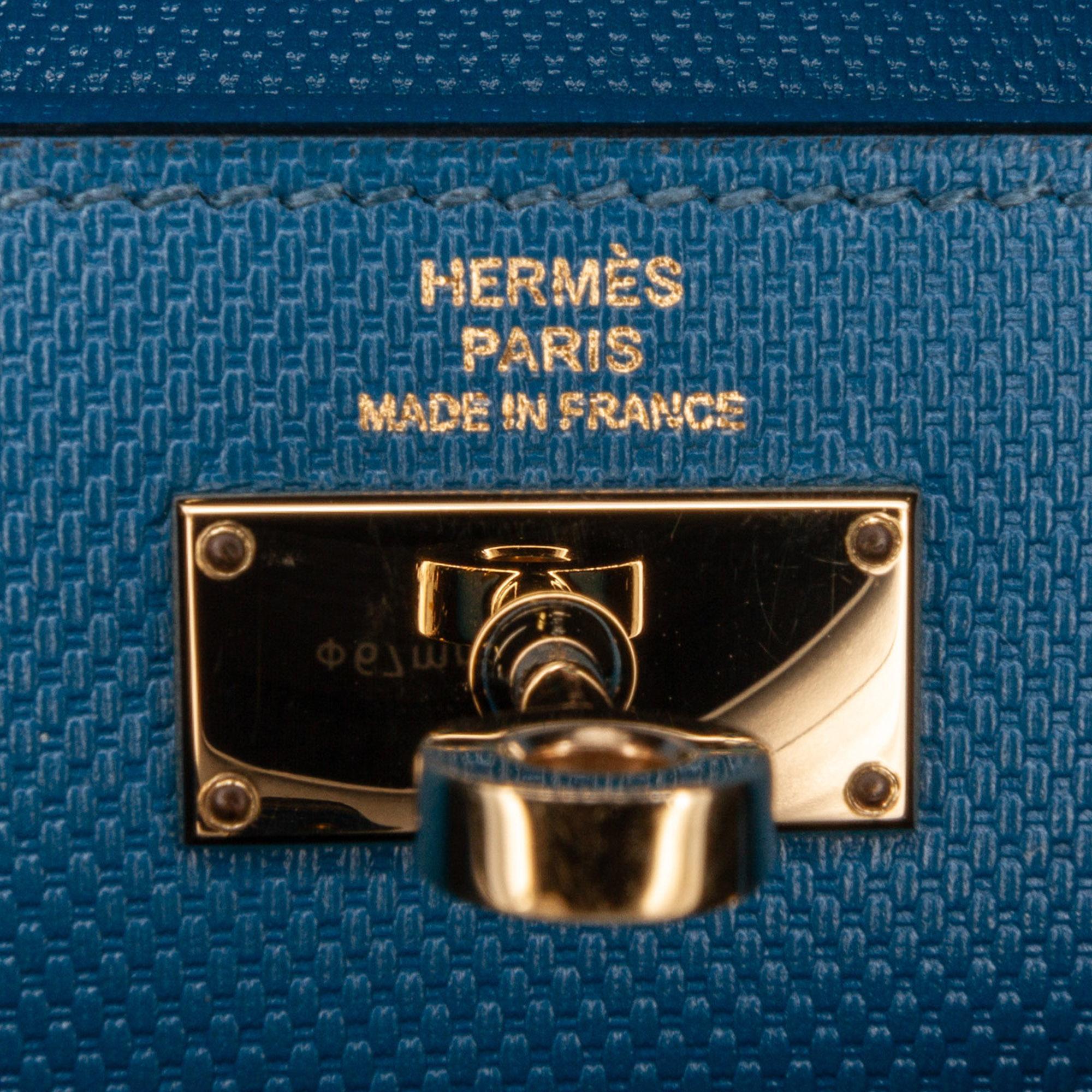 Hermes Blue Grain D'H Kelly Classic Wallet