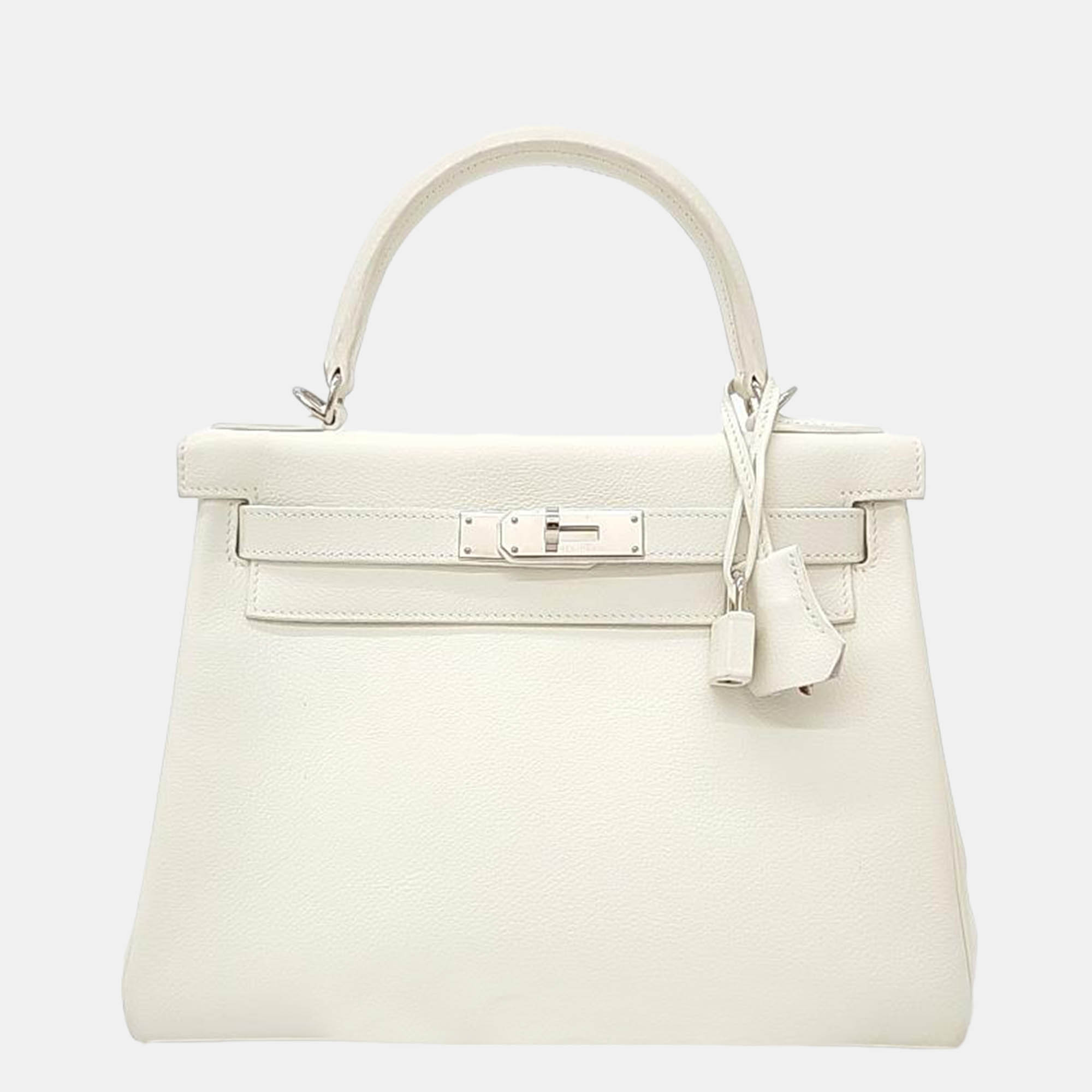 Hermes Kelly White Leather28 (Z) Bag