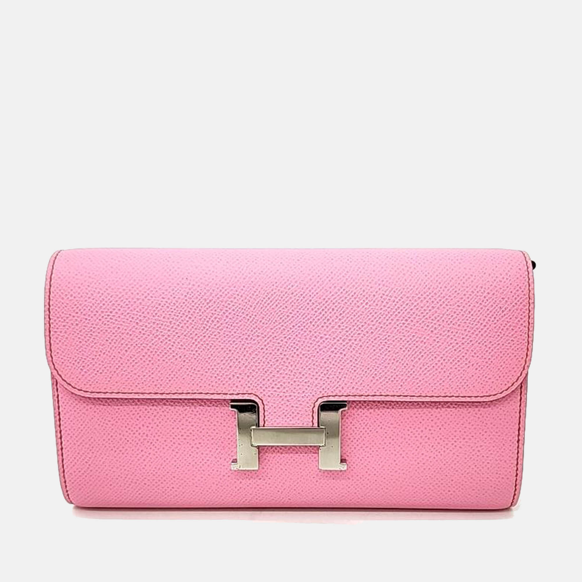 Hermes Pink Leather Constance Long Togo (Z) Bag