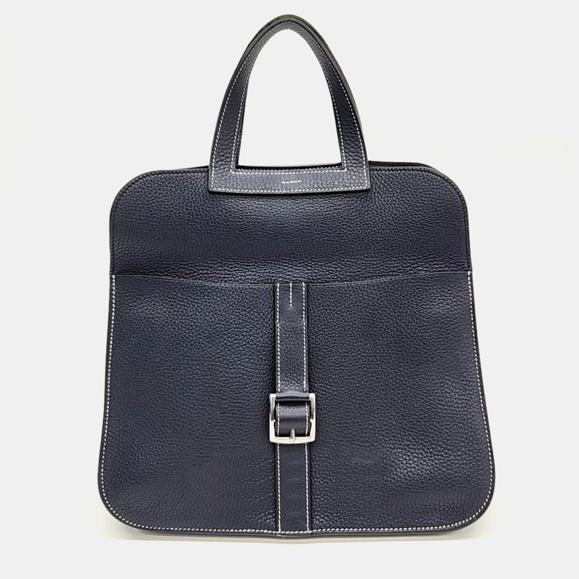 Hermes Leather Blue Halzan Bag 31 (X) Bag