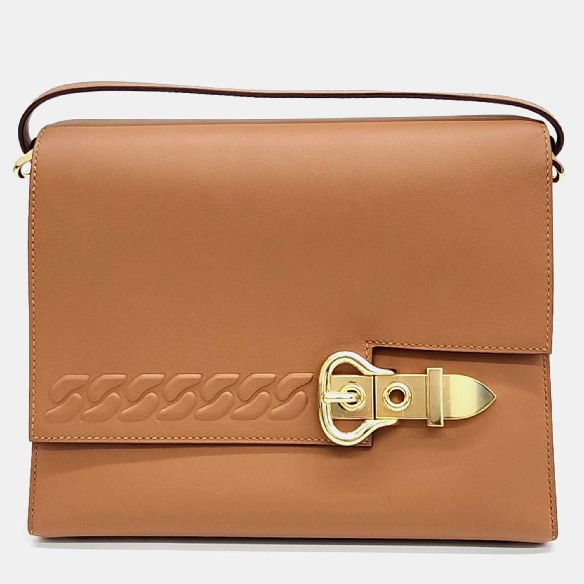 Hermes Brown Leather Boucle Kelly (U) Bag