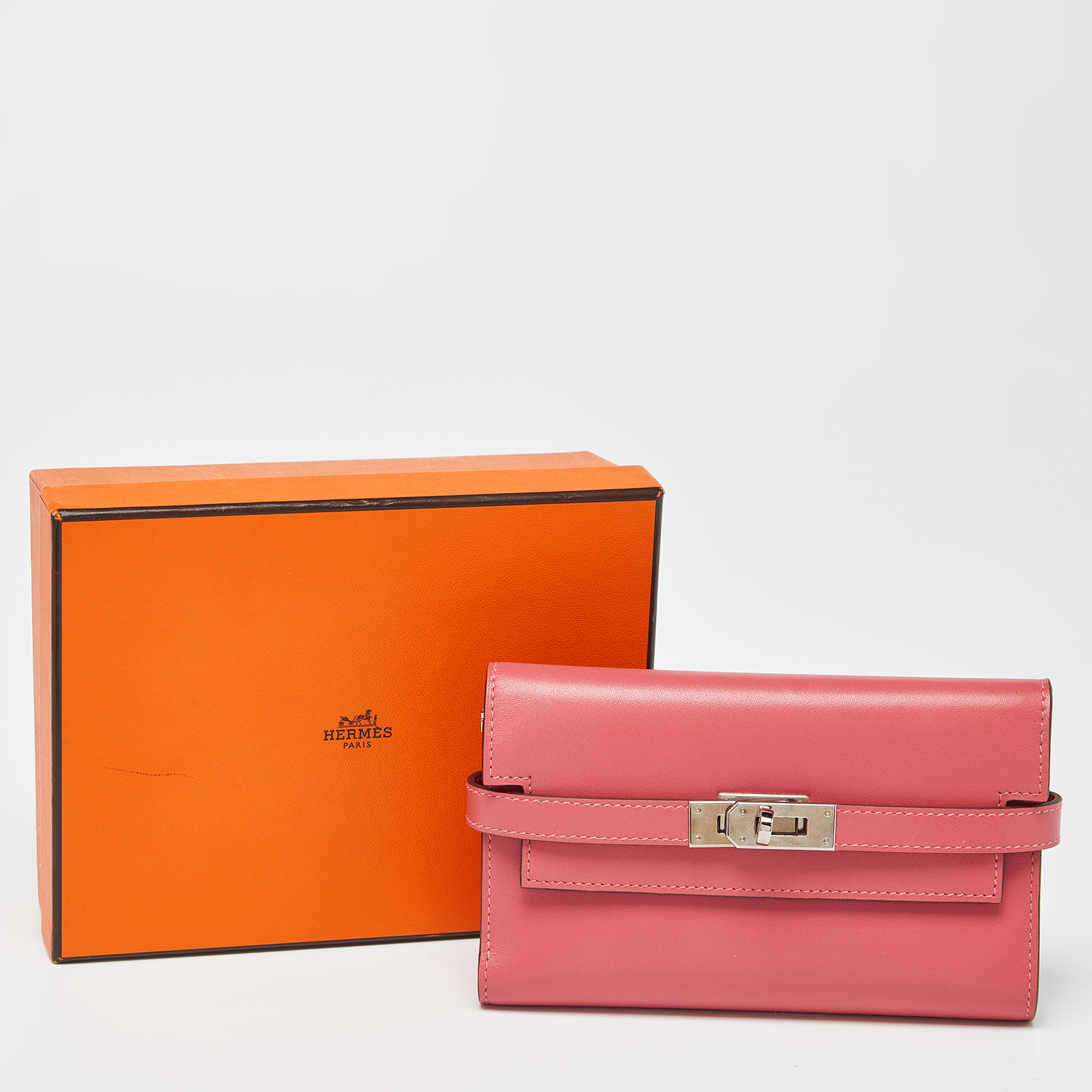 Hermès Rose D'ete Swift Leather Kelly Depliant Wallet