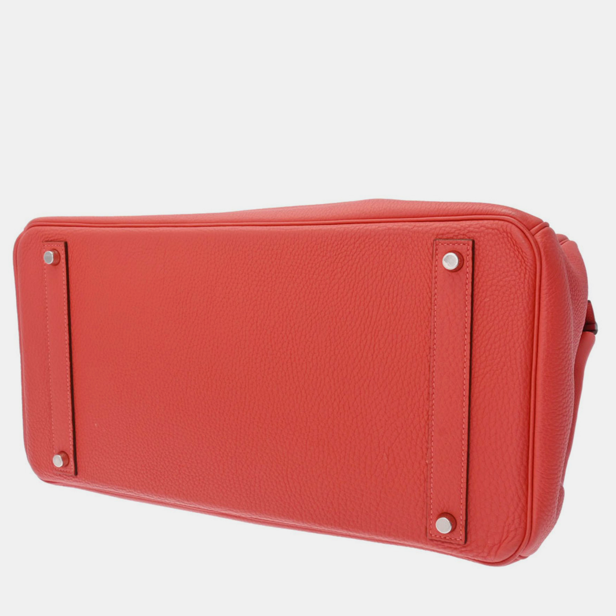 HERMES Birkin 40 Rouge Pivoine Palladium Hardware R Stamp (around 2014) Unisex Togo Handbag