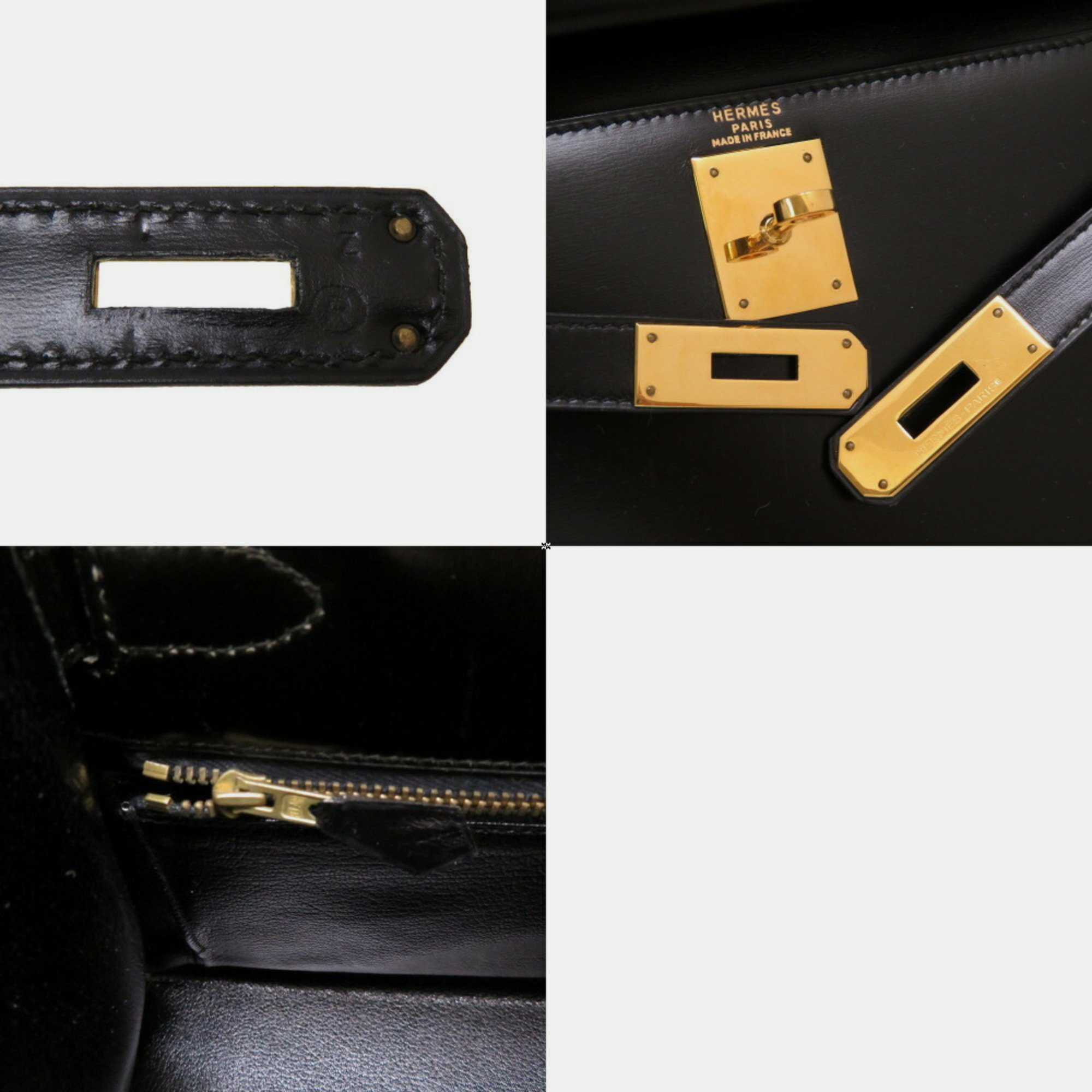Hermes Kelly 28 Outside Sewing Box Calf Black R Stamp Handbag