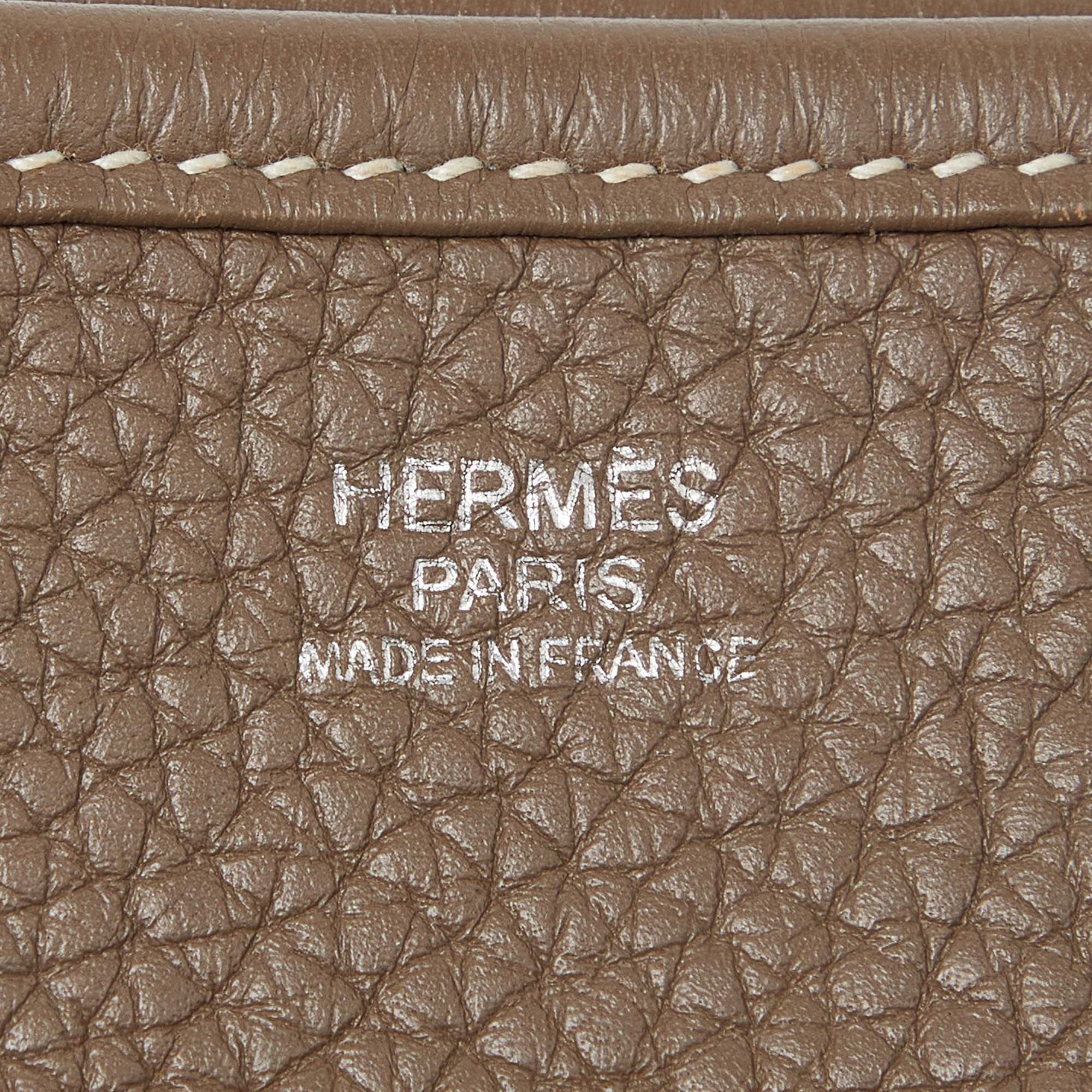 Hermes Etoupe Togo Leather Evelyne III GM Bag
