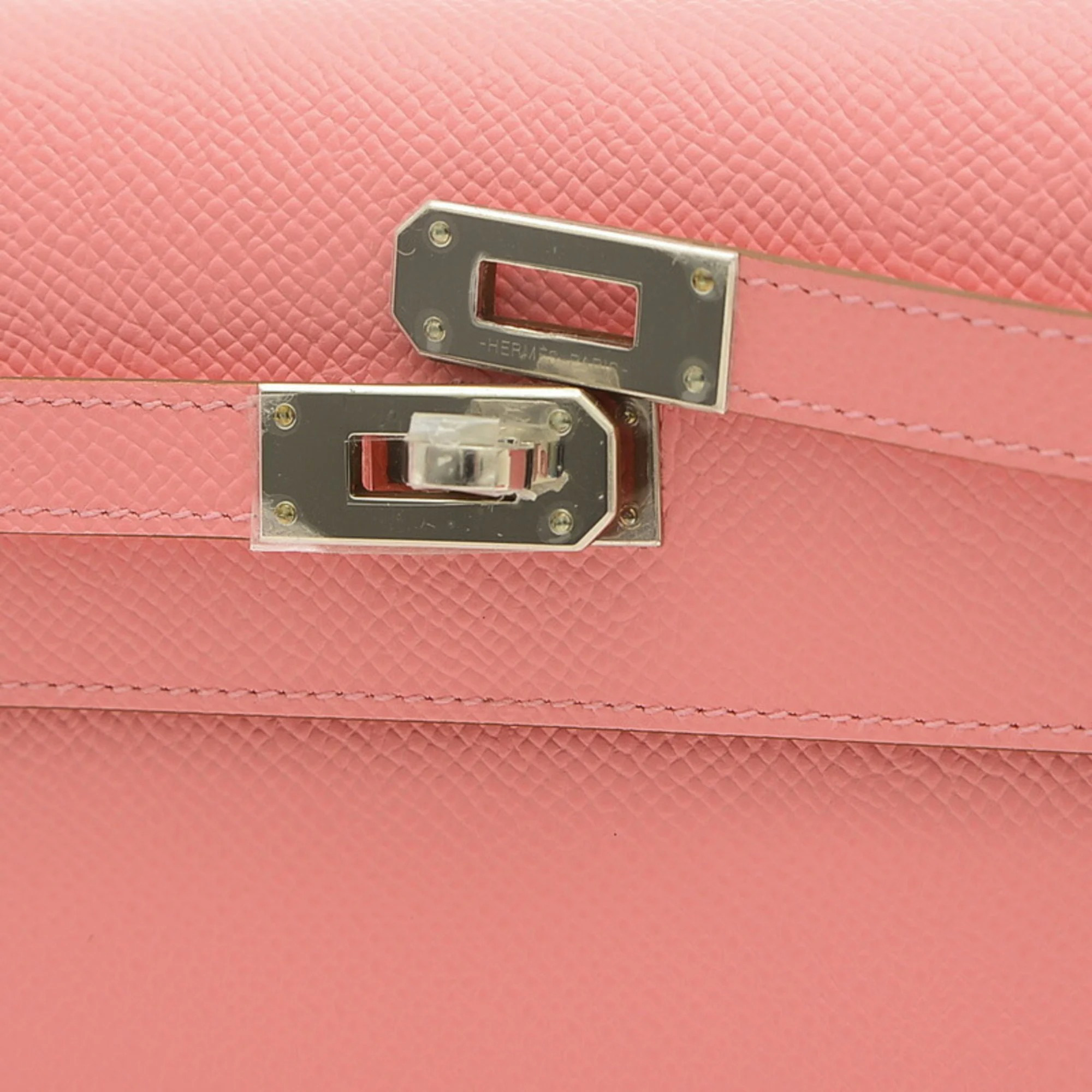 Hermes Kelly To Go Handbag Epson Rose Confetti Silver Hardware B Engraved