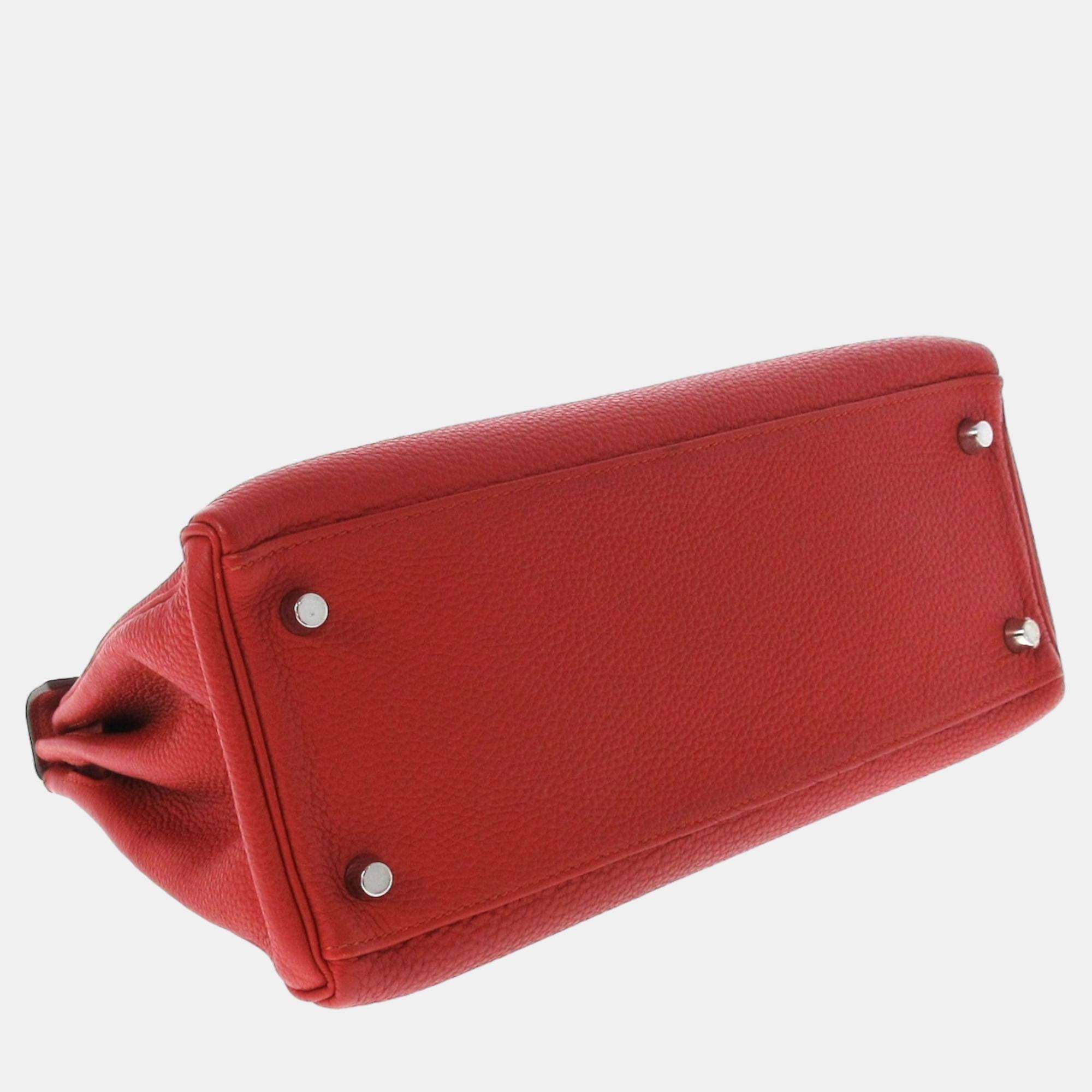 Hermes Red Togo Leather Palladium Hardware Kelly 28 Bag