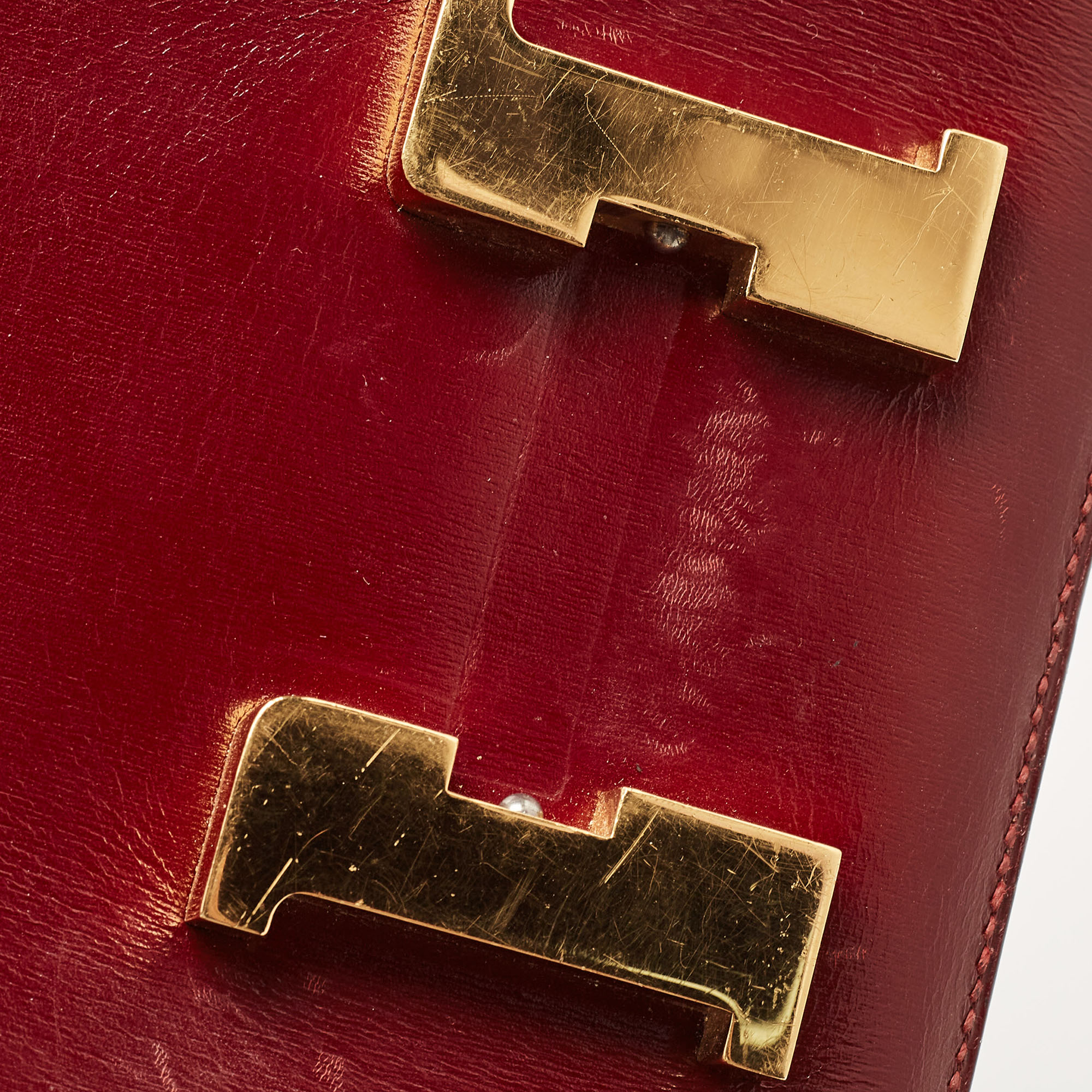 Hermes Rouge H Box Leather Gold Hardware Constance 23 Bag