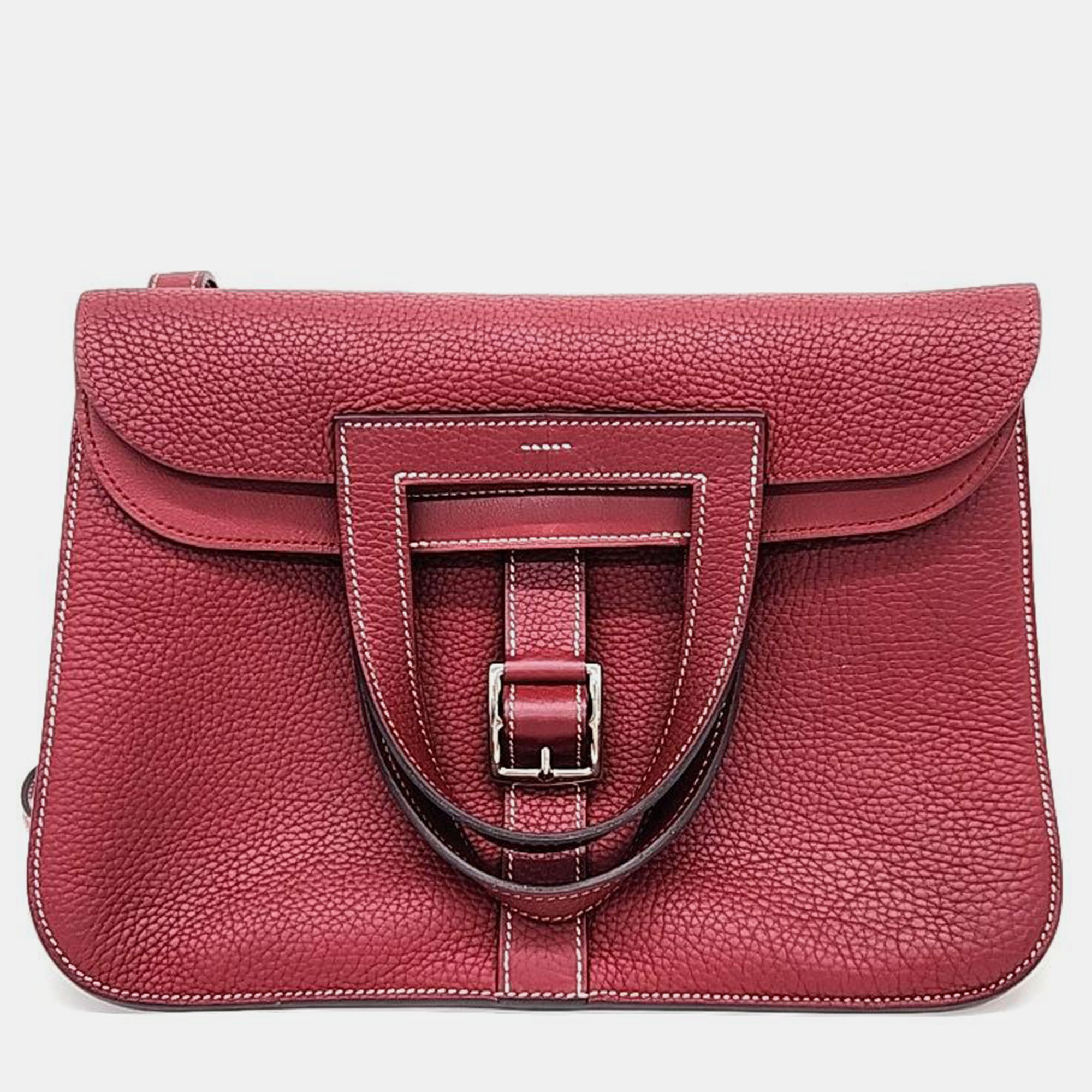 Hermes leather red halzan bag