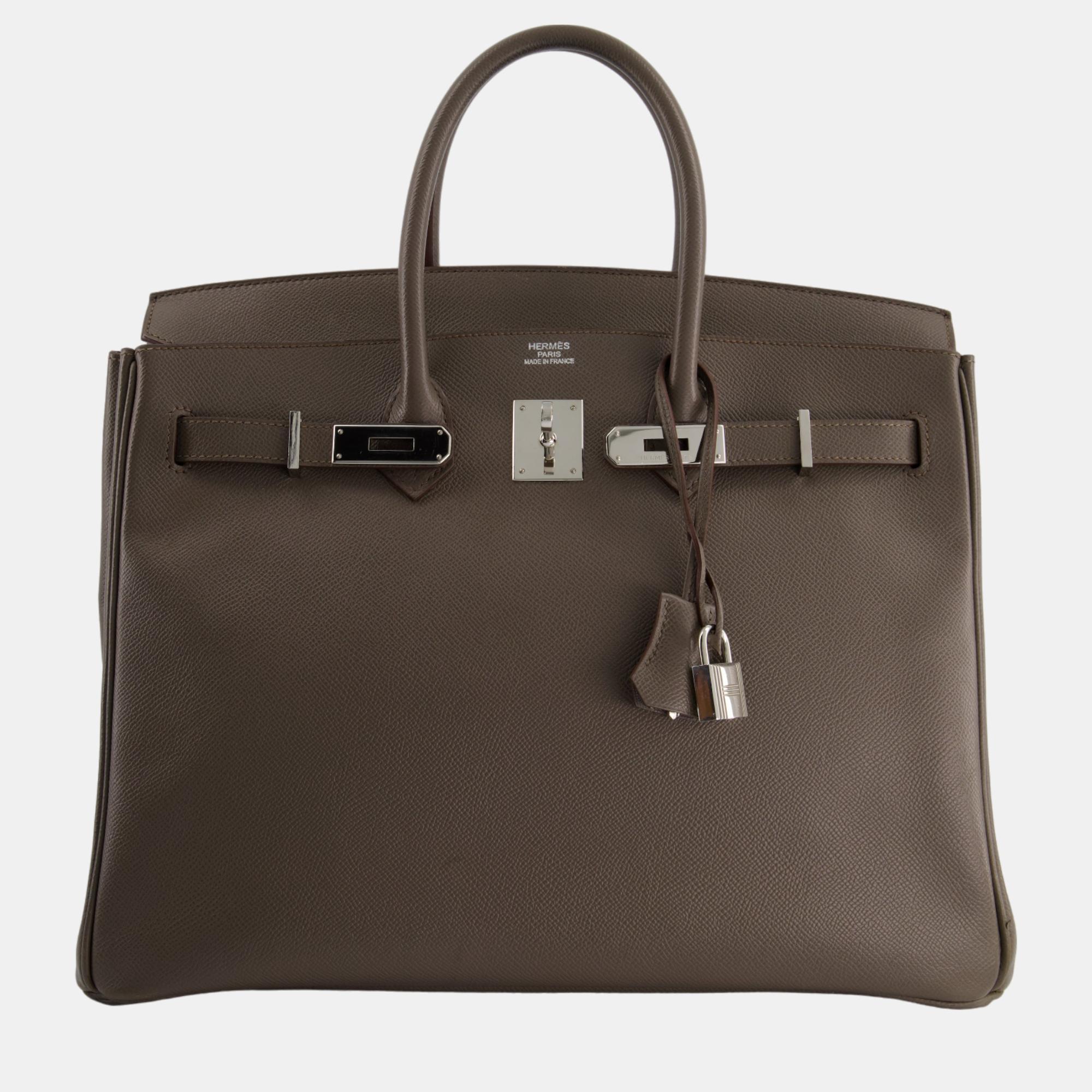 Hermes Birkin Retourne 35cm Bag In Gris Etain Epsom Leather With Palladium Hardware