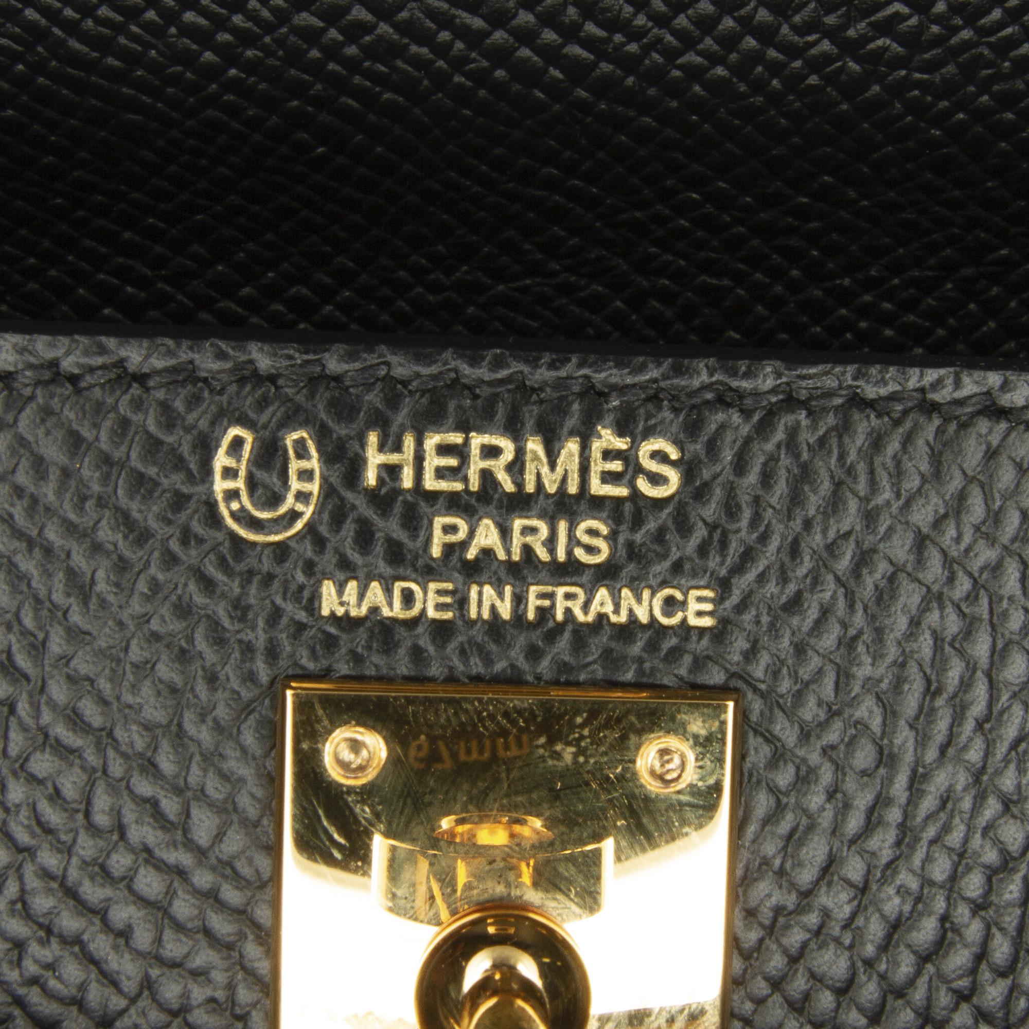 Hermes Black/Grey 2022 Special Order Epsom Kelly II Sellier 25