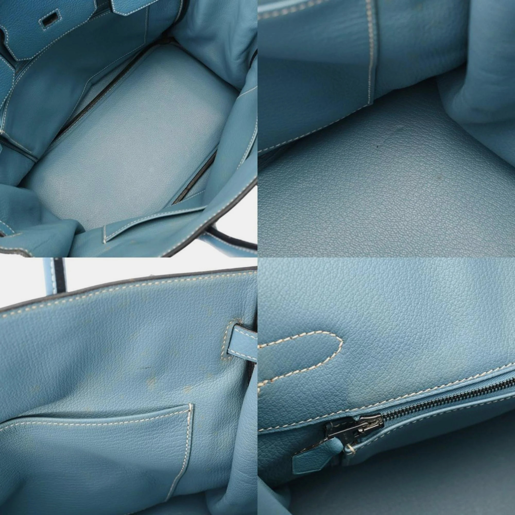 HERMES Birkin 35 Blue Jean Ruthenium Hardware J Stamped (around 2006) Unisex Togo Handbag
