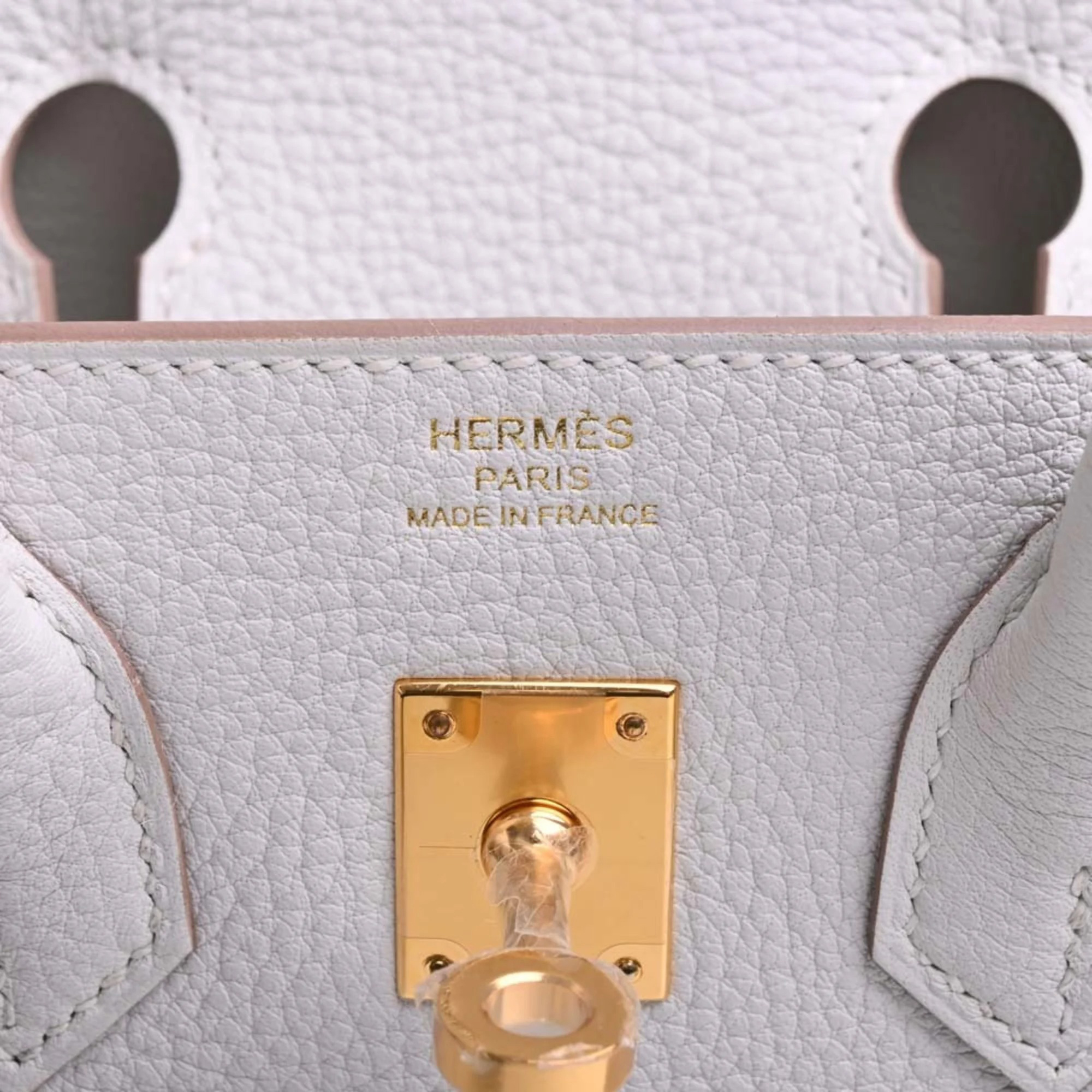 HERMES Togo Birkin 25 Handbag White Ladies
