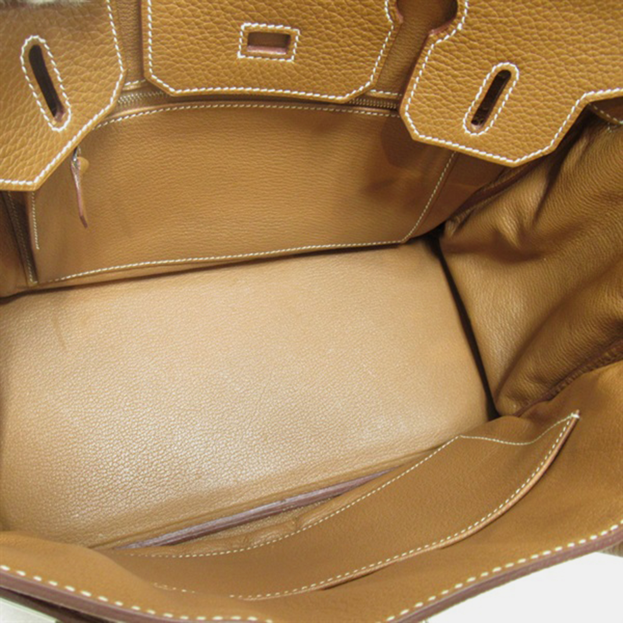 Hermes Brown Clemence Leather Palladium Plated Hardware Birkin 30 Tote Bag