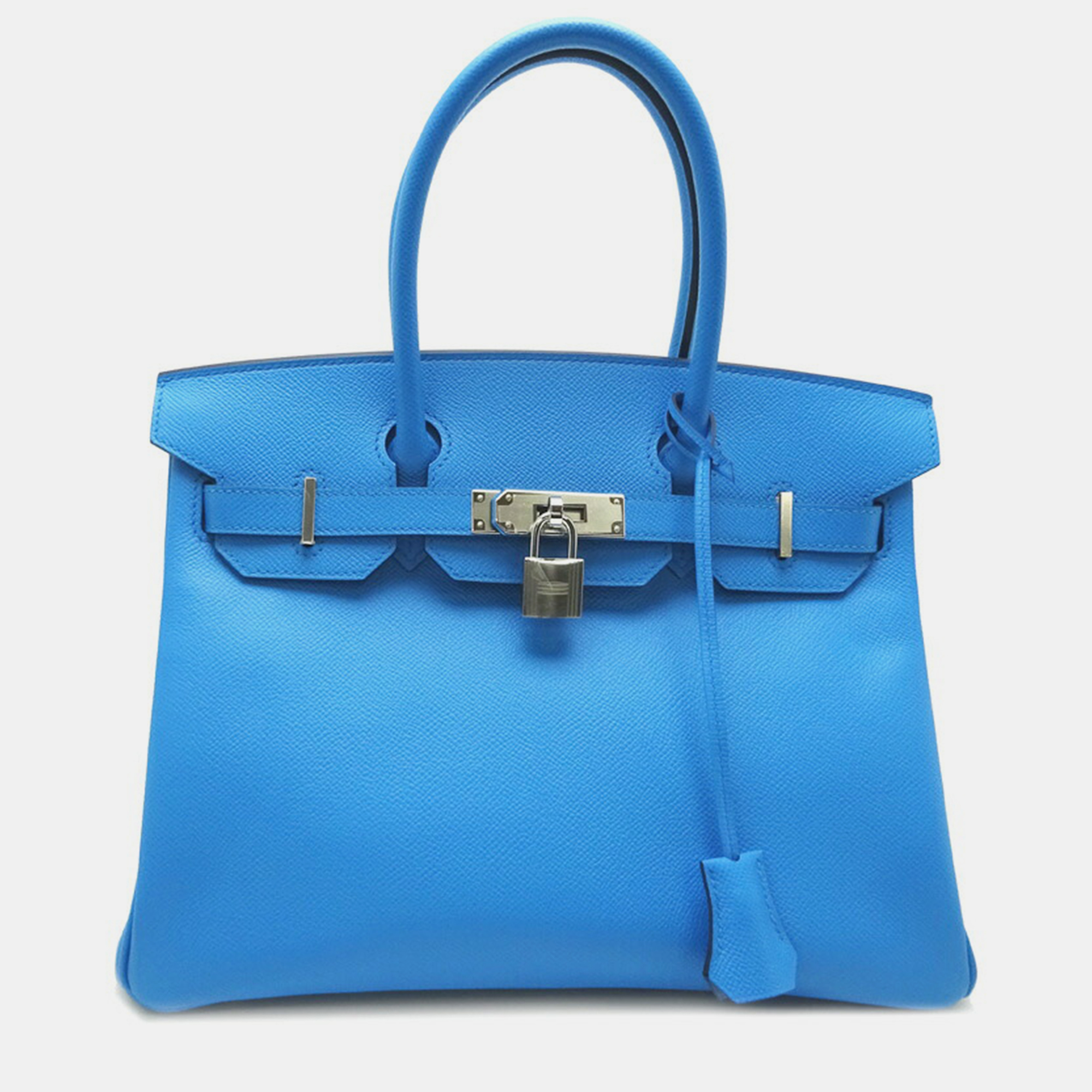 Hermes Blue Epsom Leather Birkin 30 Tote Bag