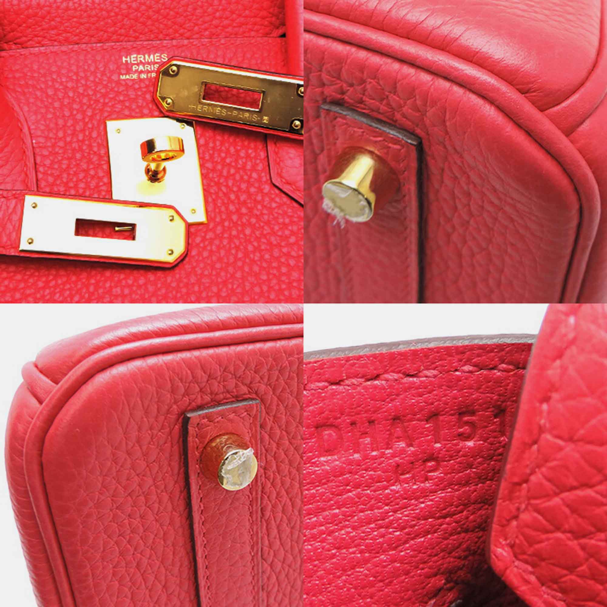 Hermes Pink Clemence Leather Gold Plated Hardware Birkin 30 Tote Bag