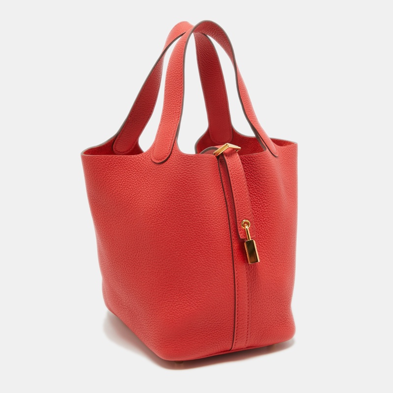 Hermès  Rouge Tomate Togo Leather Picotin Lock 22 Bag