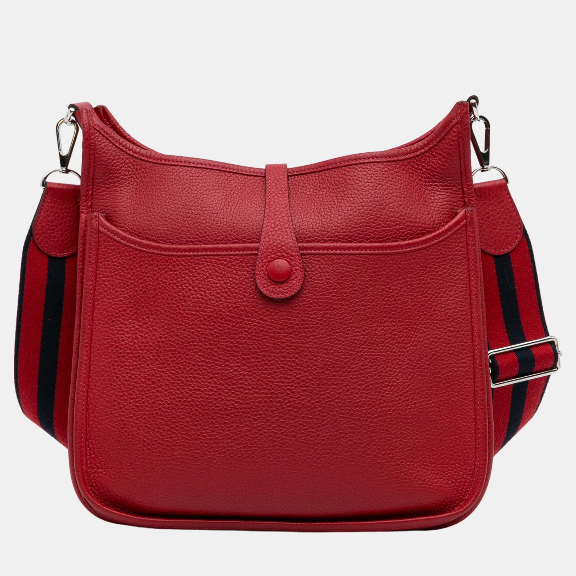 Hermes Red Clemence Evelyne III PM