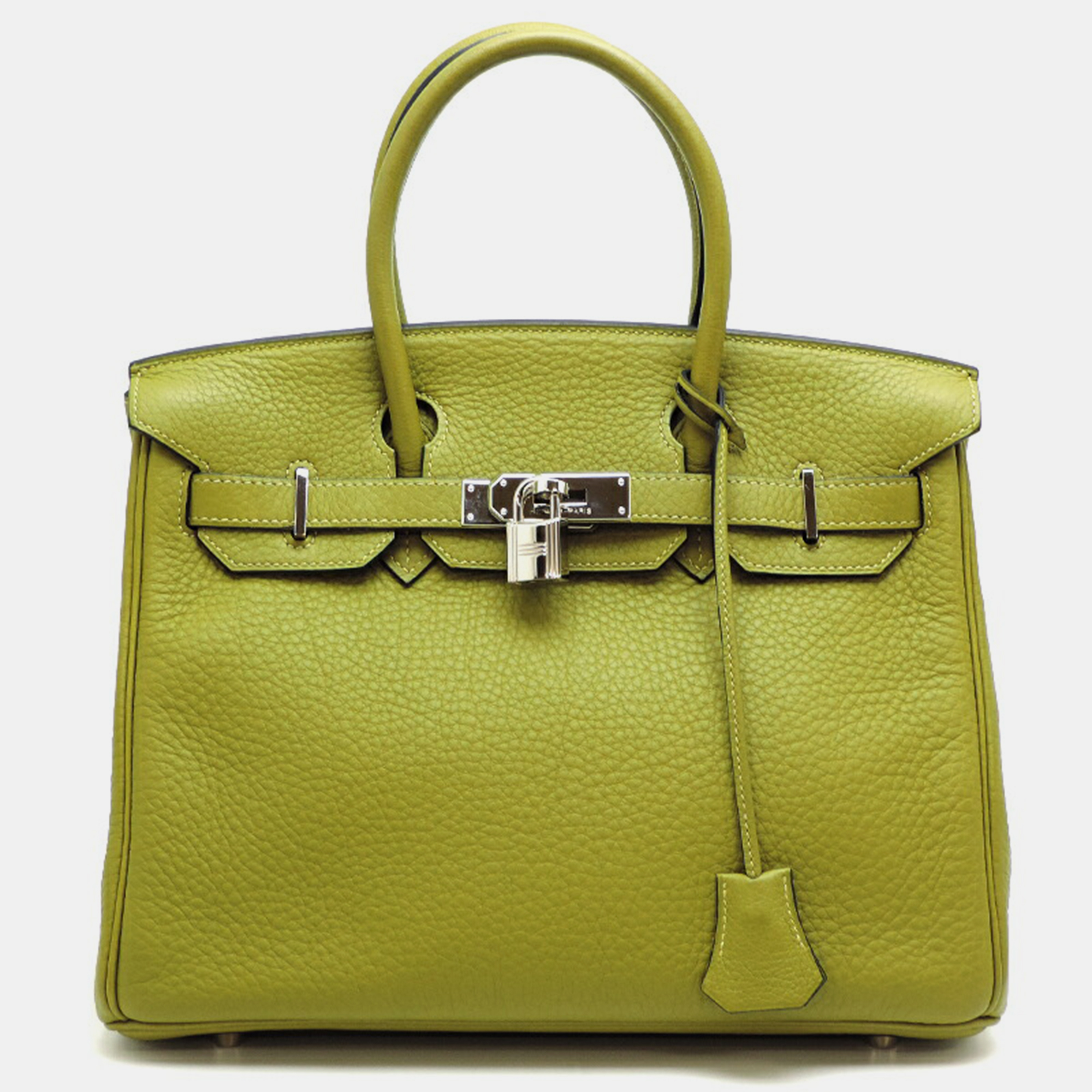 Hermes Green Clemence Leather Gold Plated Hardware Birkin 30 Tote Bag
