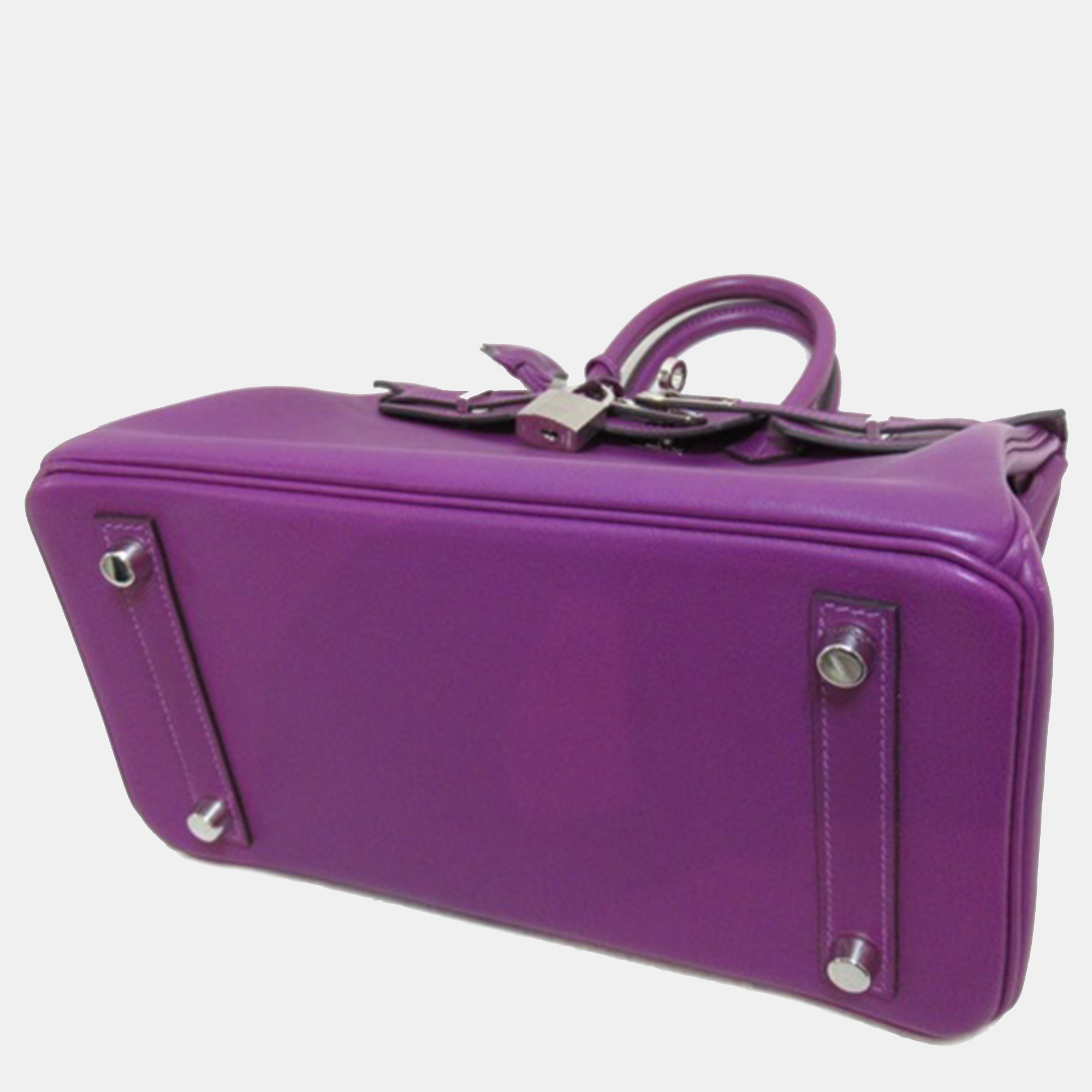 Hermes Purple Swift Leather Birkin 25 Tote Bag
