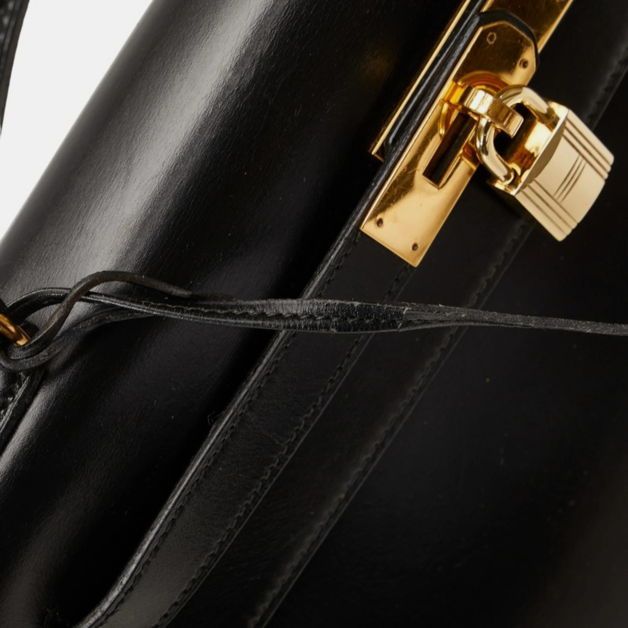 Hermes Kelly 32 Outside Sewing Handbag Shoulder Bag Black Box Calf Women's
