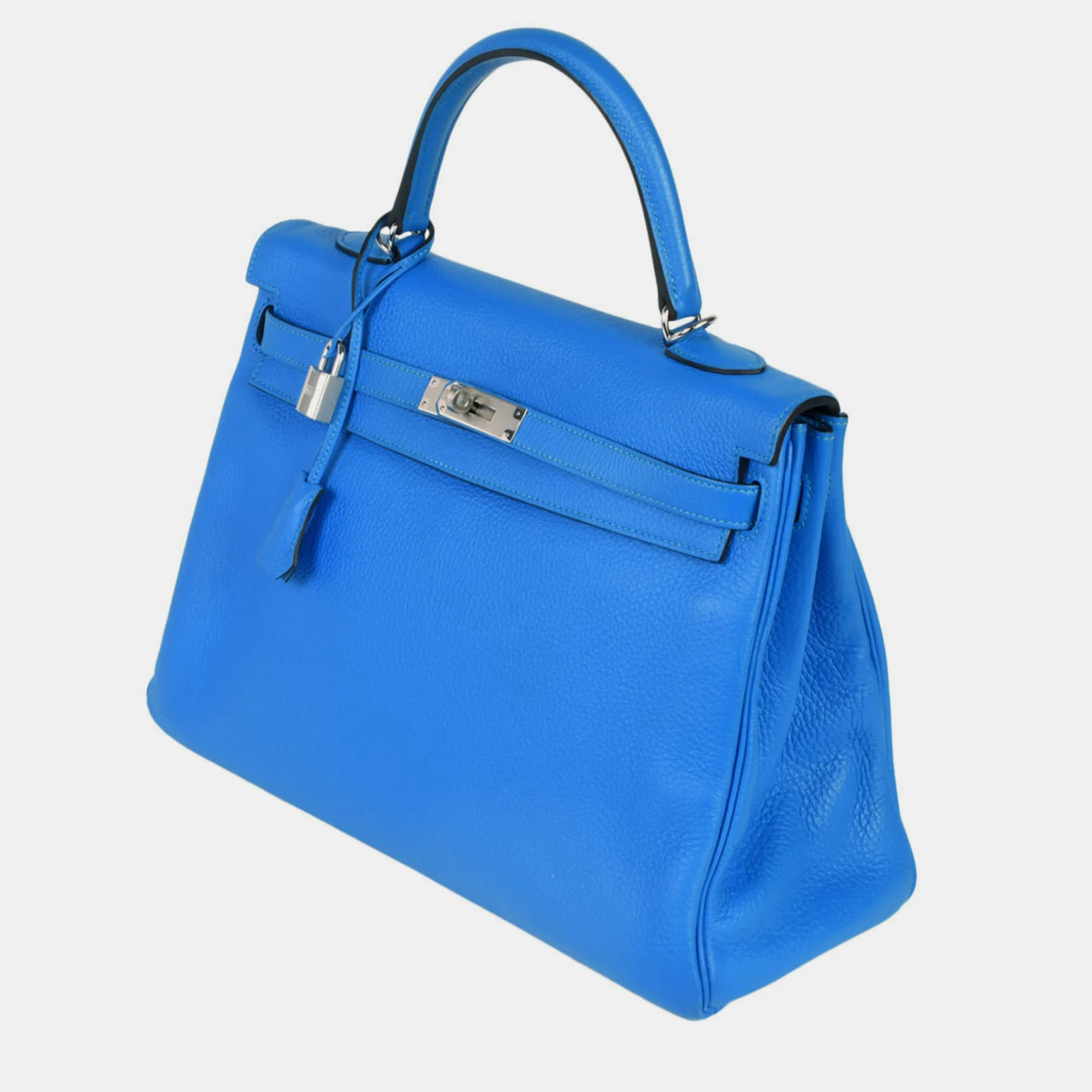 HERMES Kelly 35 Inner Stitch Mykonos Taurillon Clemence R Stamped (manufactured In 2014) Handbag With Strap
