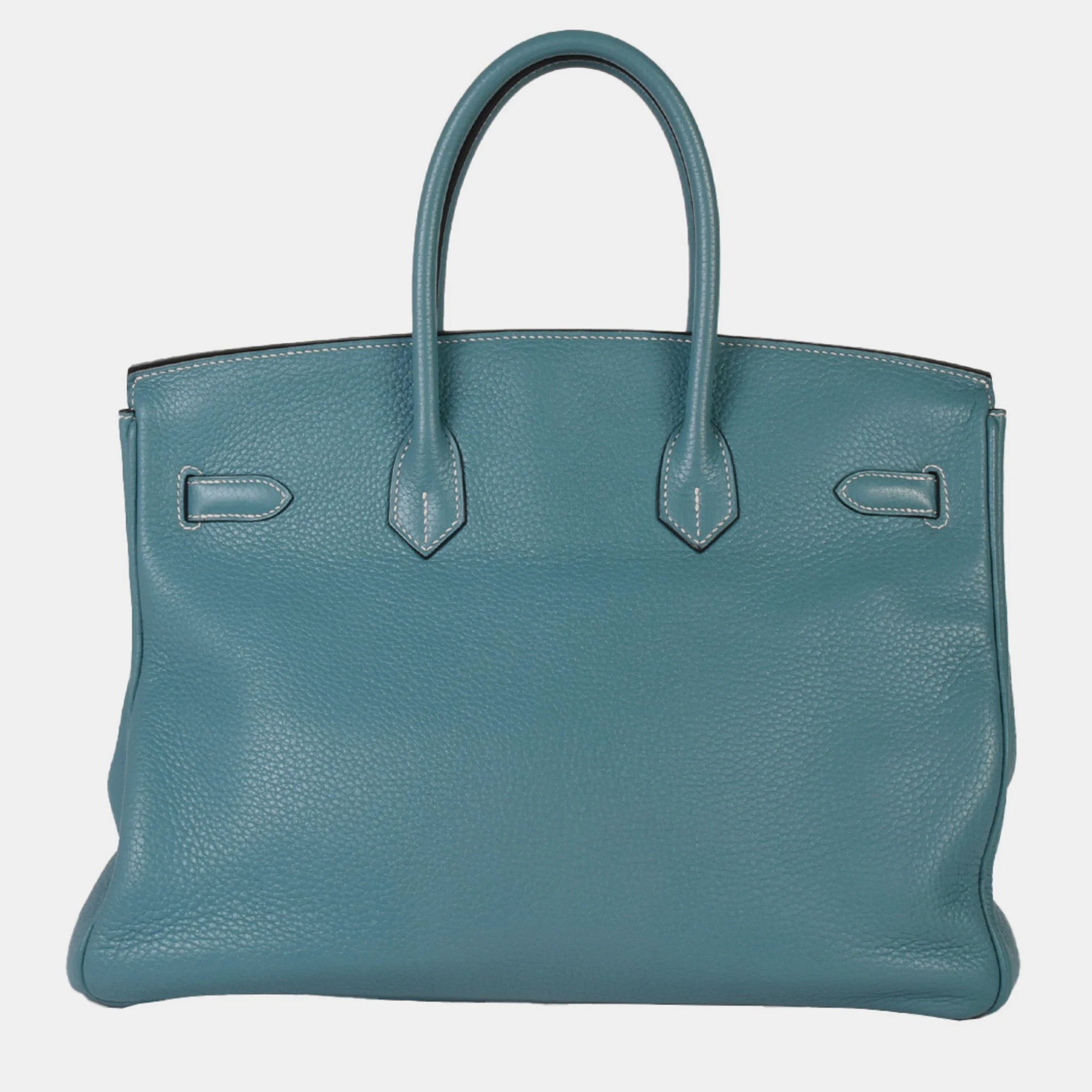 HERMES Birkin 35 Taurillon Clemence N Engraved Blue Handbag