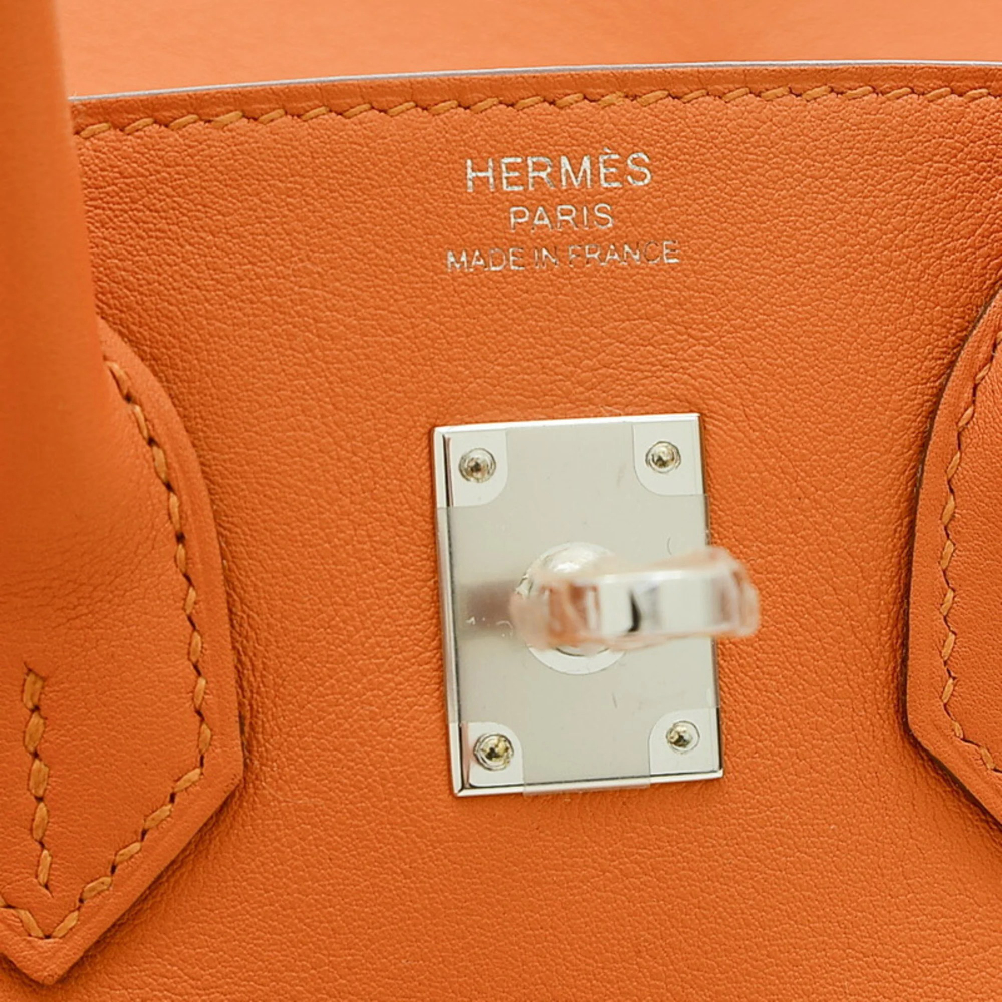 Hermes Birkin 25 Handbag Swift Apricot Silver Hardware B Engraved