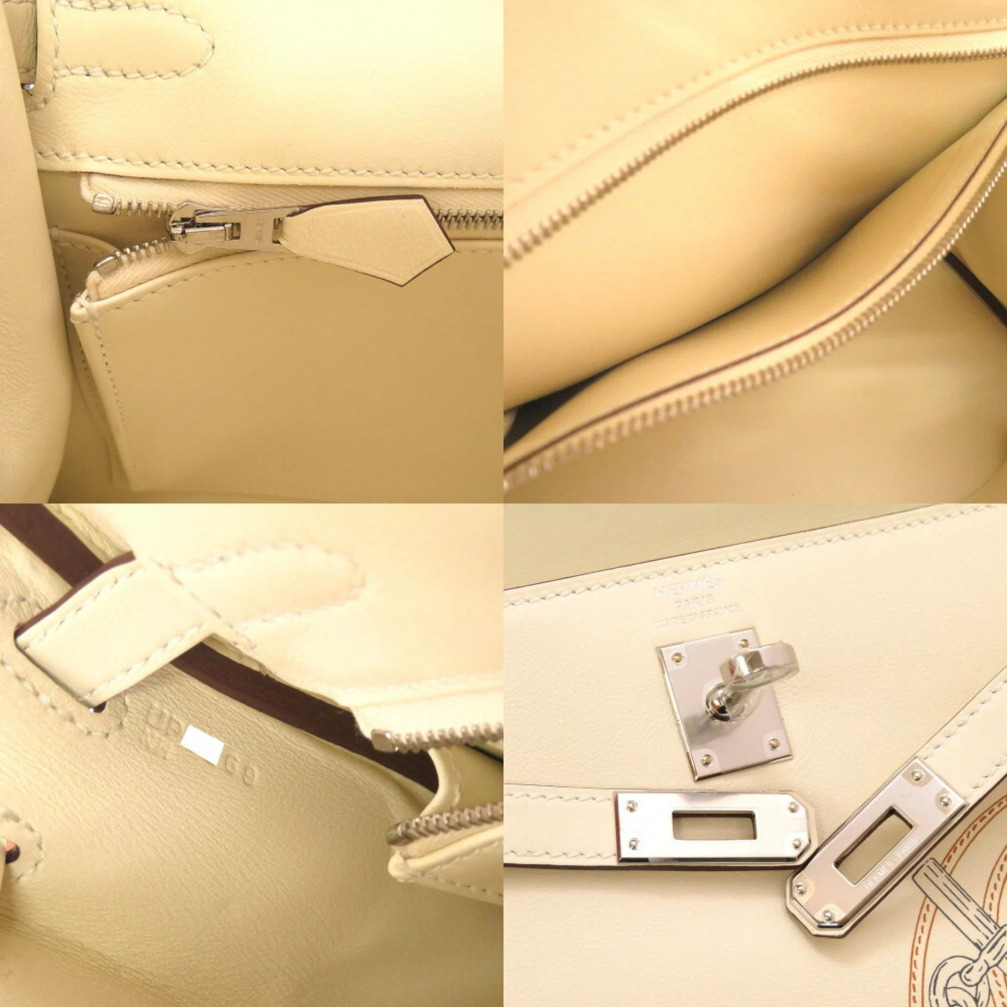 Hermes Kelly 25 Inner Sewing In-and-Out Vaux Swift Nata U Engraved Handbag 0130