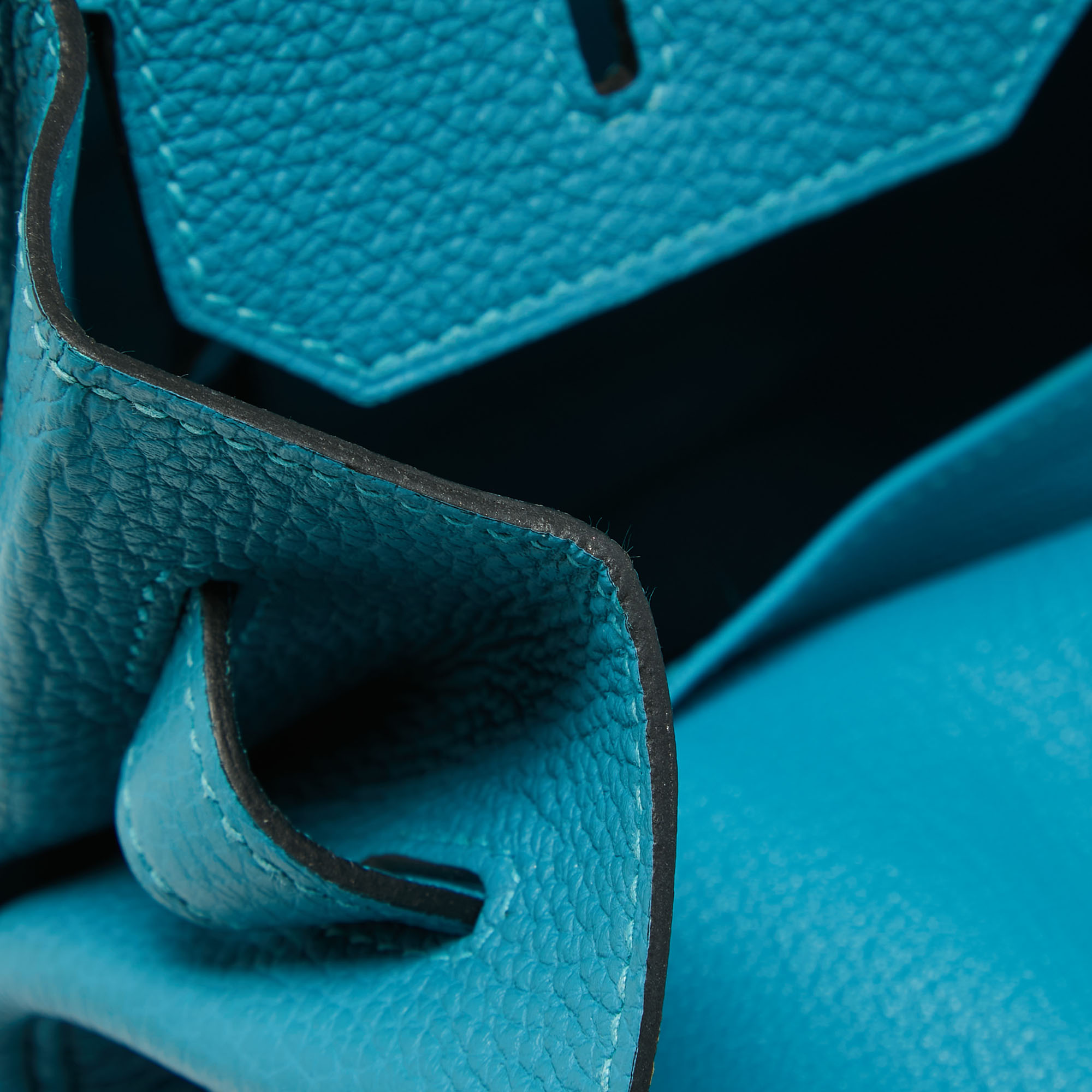 Hermes Turquoise Blue Togo Leather Palladium Finish Birkin 35 Bag