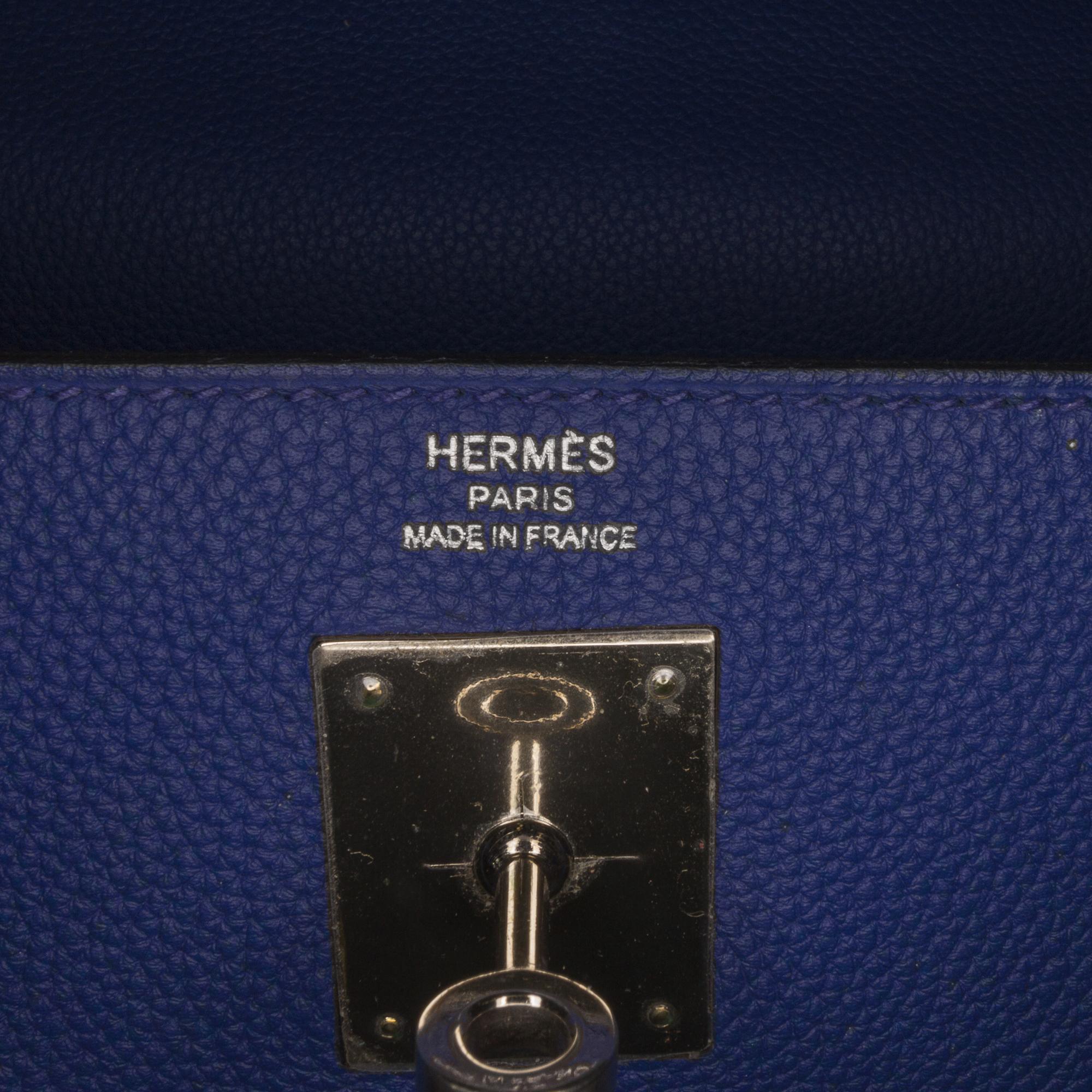 Hermes Blue Togo Au Trot Kelly Retourne 28