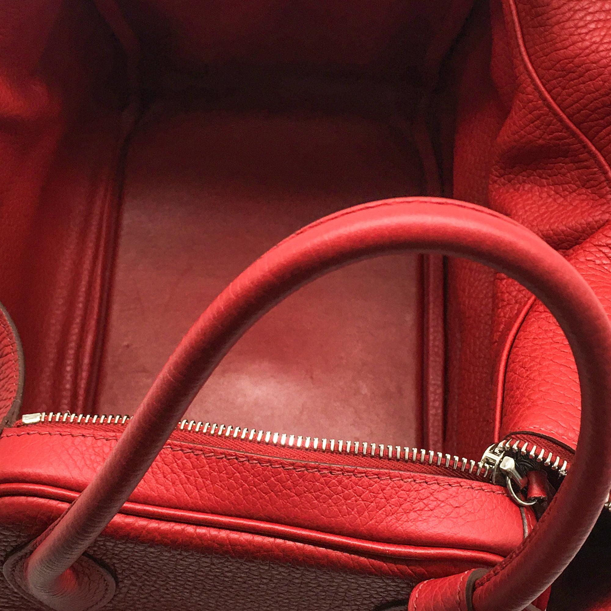 Hermes Red Clemence Lindy 34