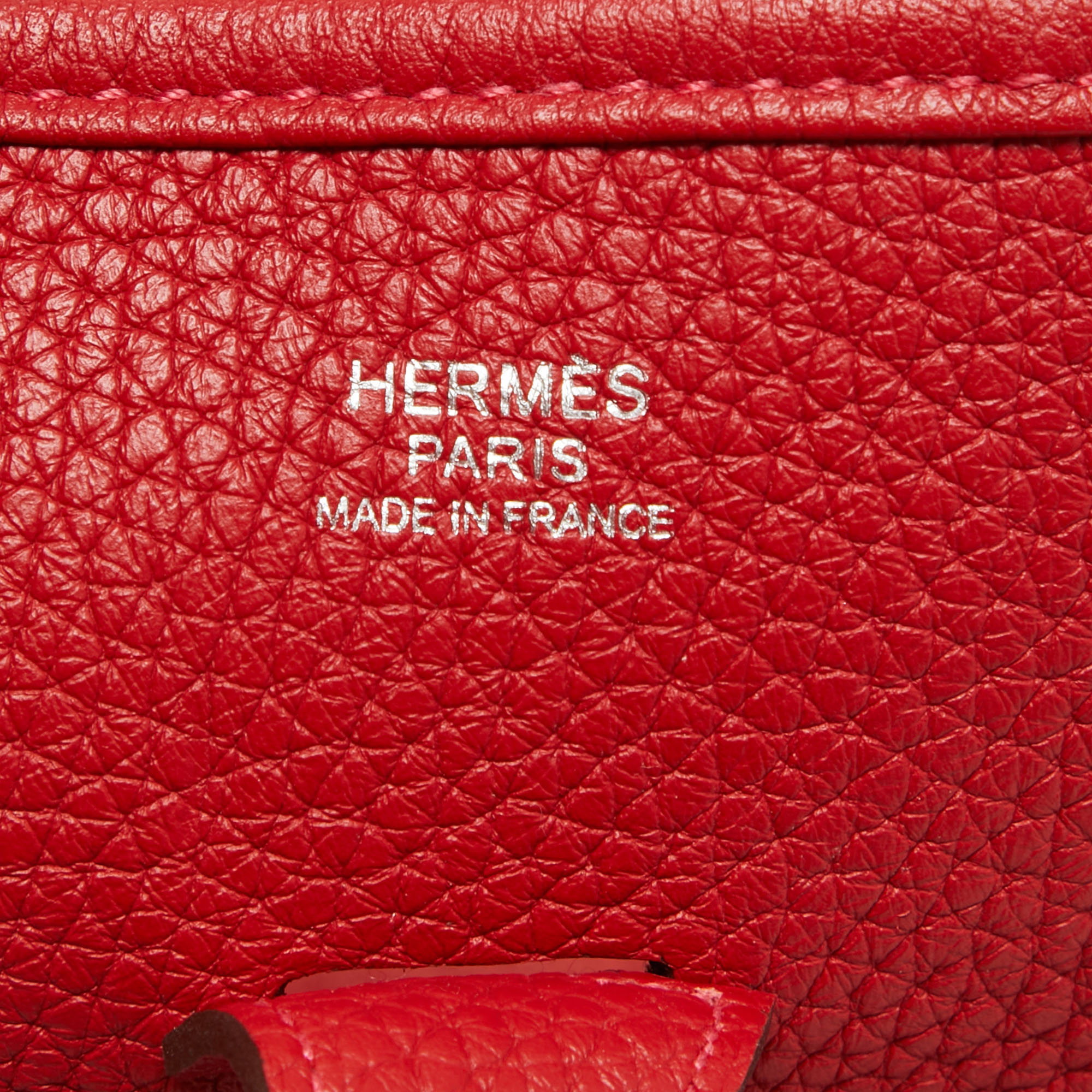 Hermès Rouge Casaque Taurillon Clemence Leather Evelyne III PM Bag