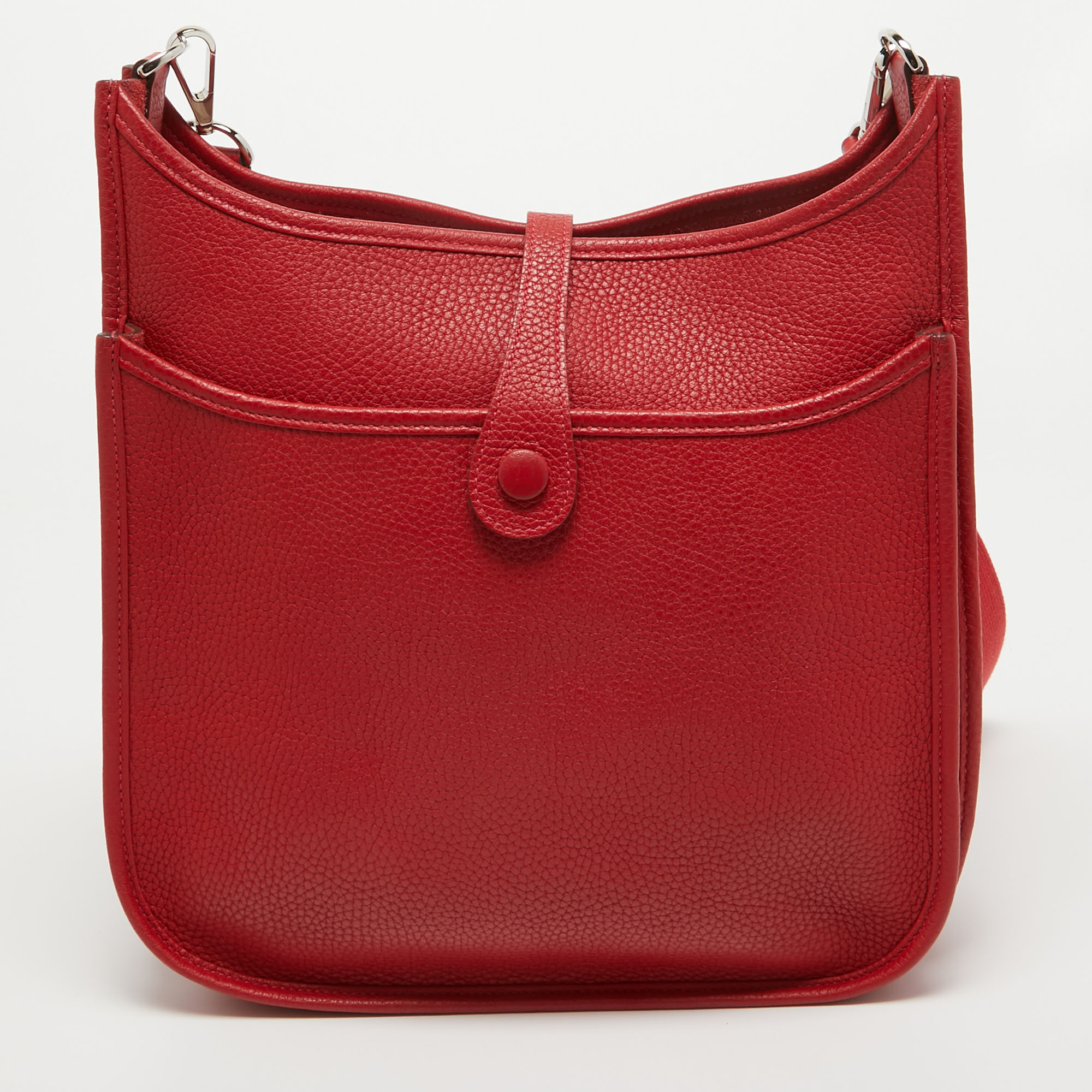 Hermès Rouge Casaque Taurillon Clemence Leather Evelyne III PM Bag
