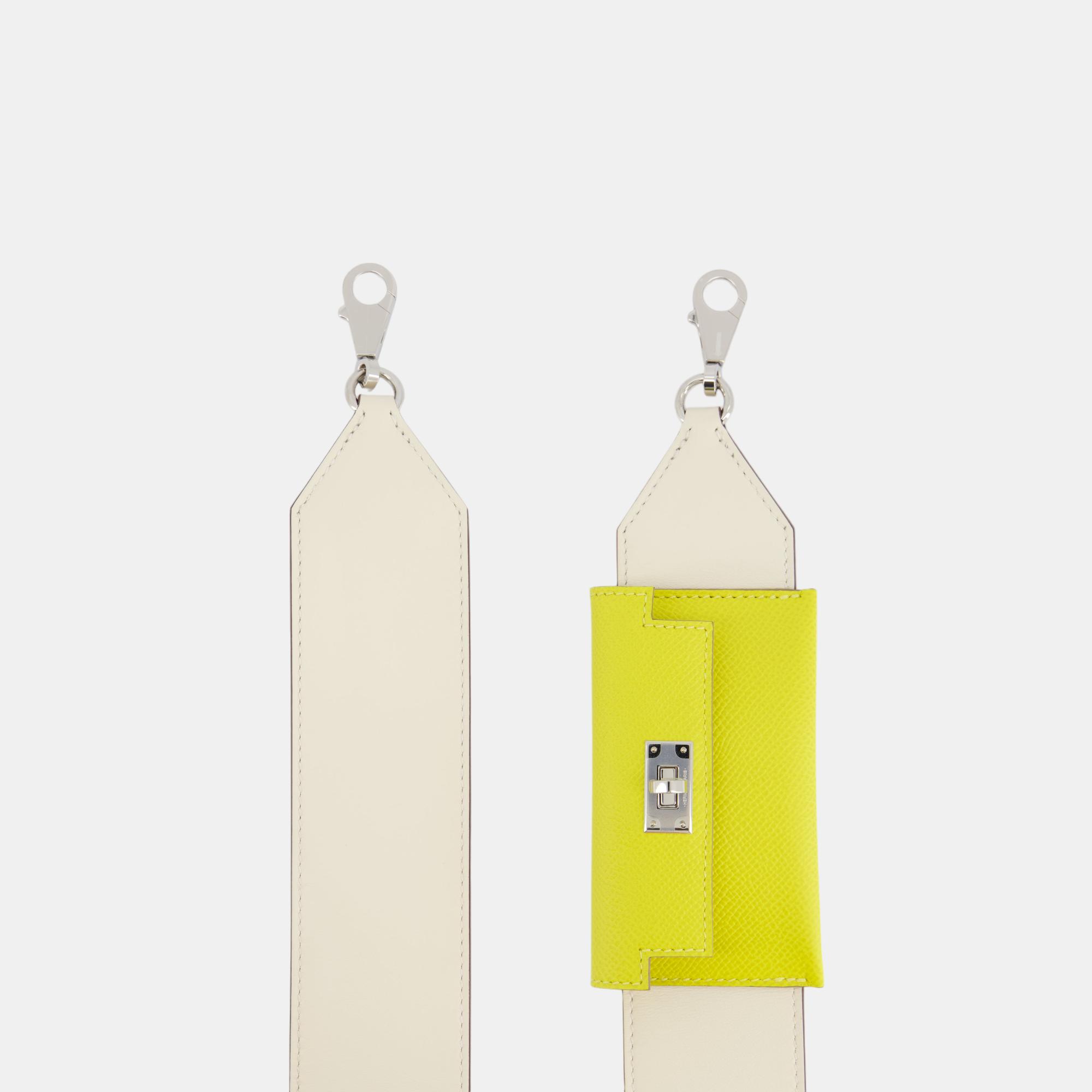 Hermes Nata Swift & Lime Epsom Bandouliere Kelly Pocket Strap With Palladium Hardware