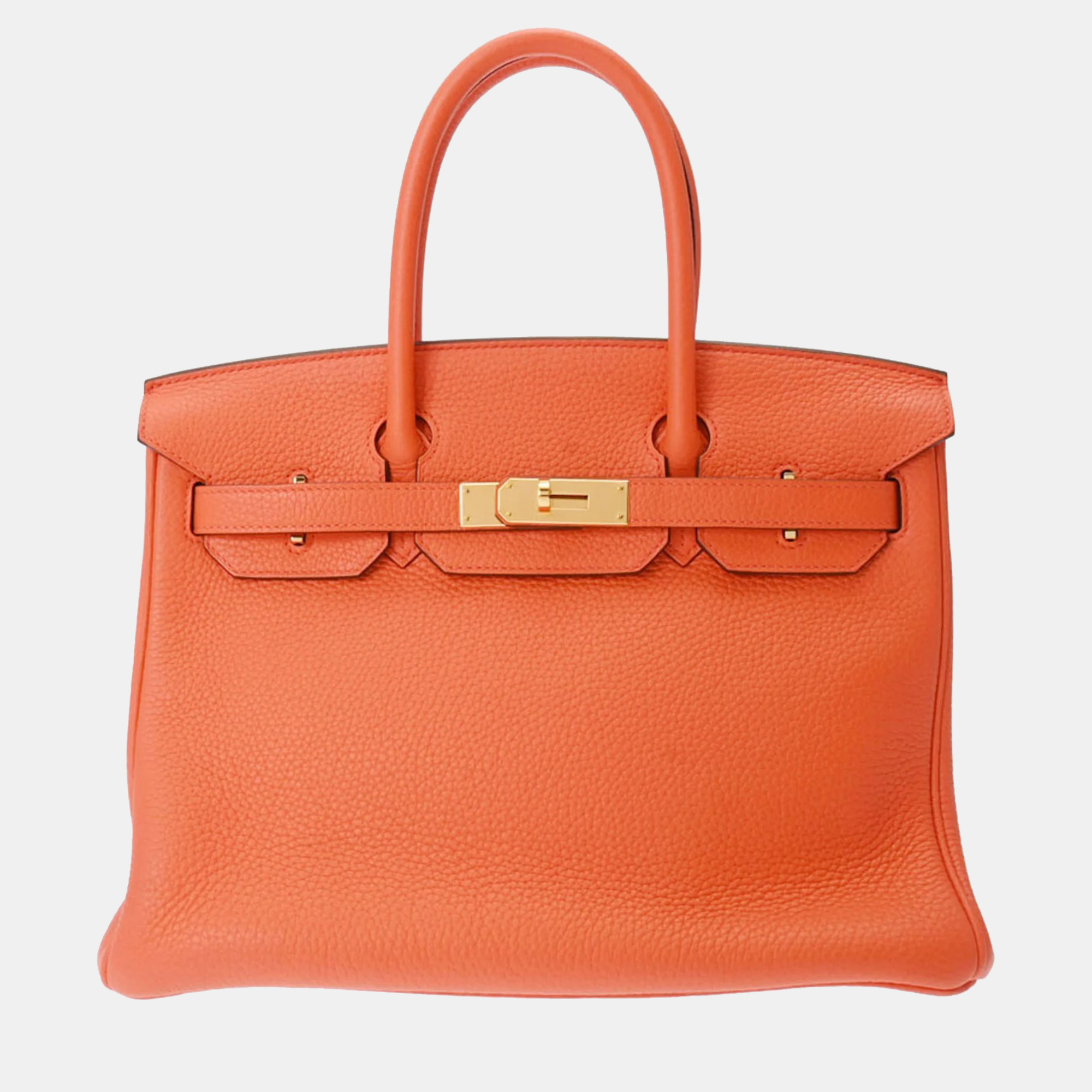 Hermes birkin 30 orange poppy t-engraved (circa 2015) women's taurillon clemence handbag