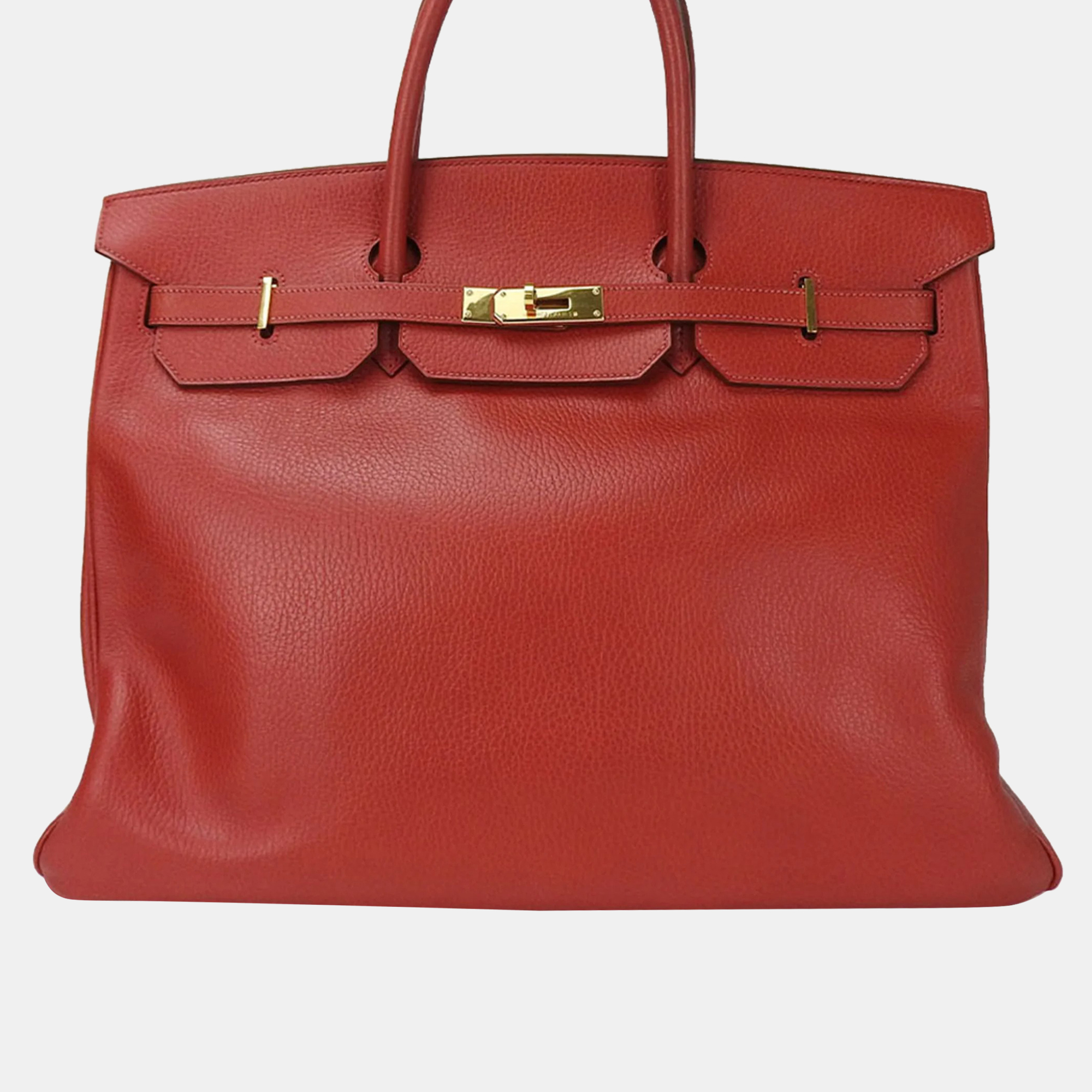 Hermes Birkin40 Handbag â–¡C Stamp Ardennes Leather Red Ladies HERMES Hand Bag Gold 19653
