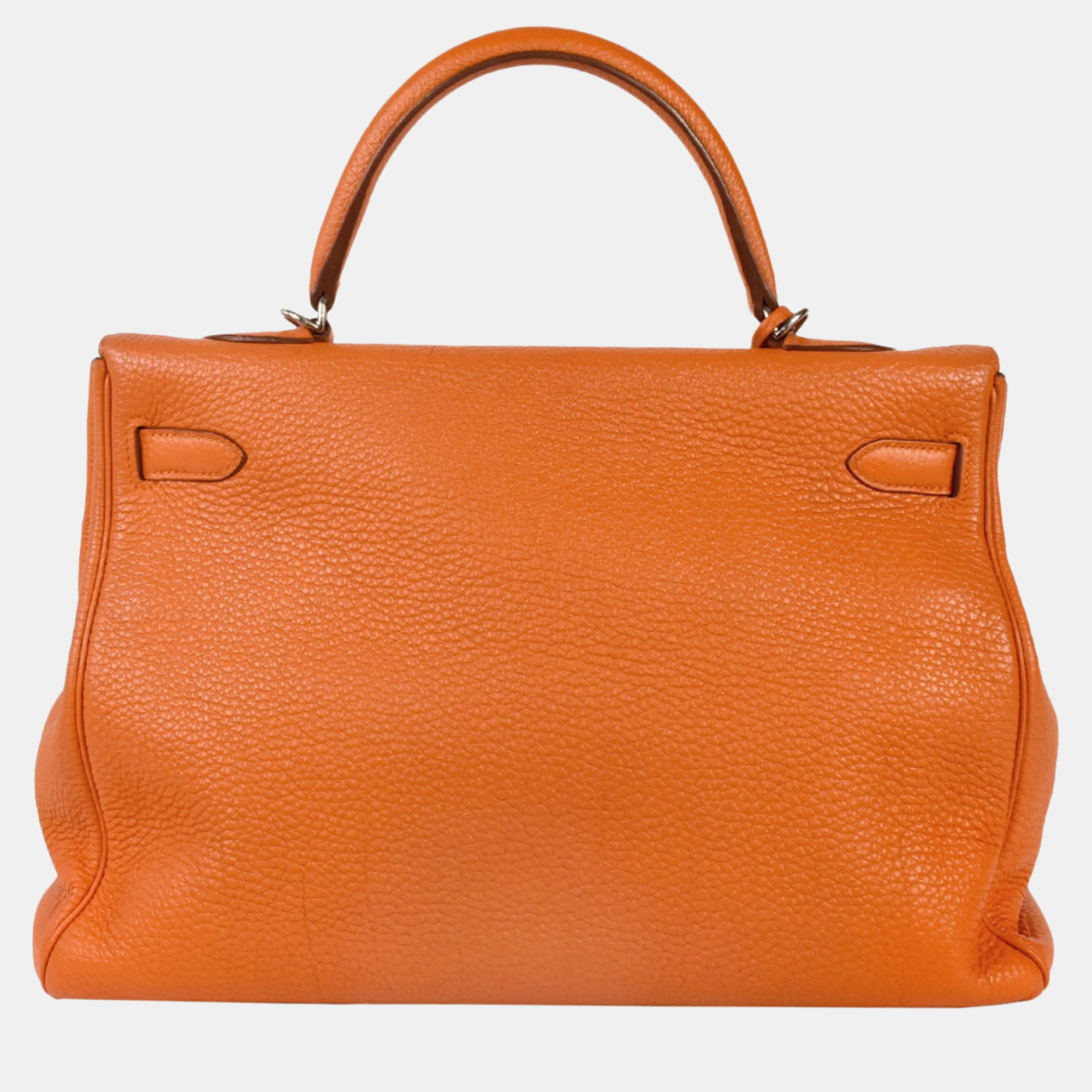 HERMES Kelly 35 Inner Stitch Orange Togo â–¡Q Stamp (Manufactured In 2013) Handbag
