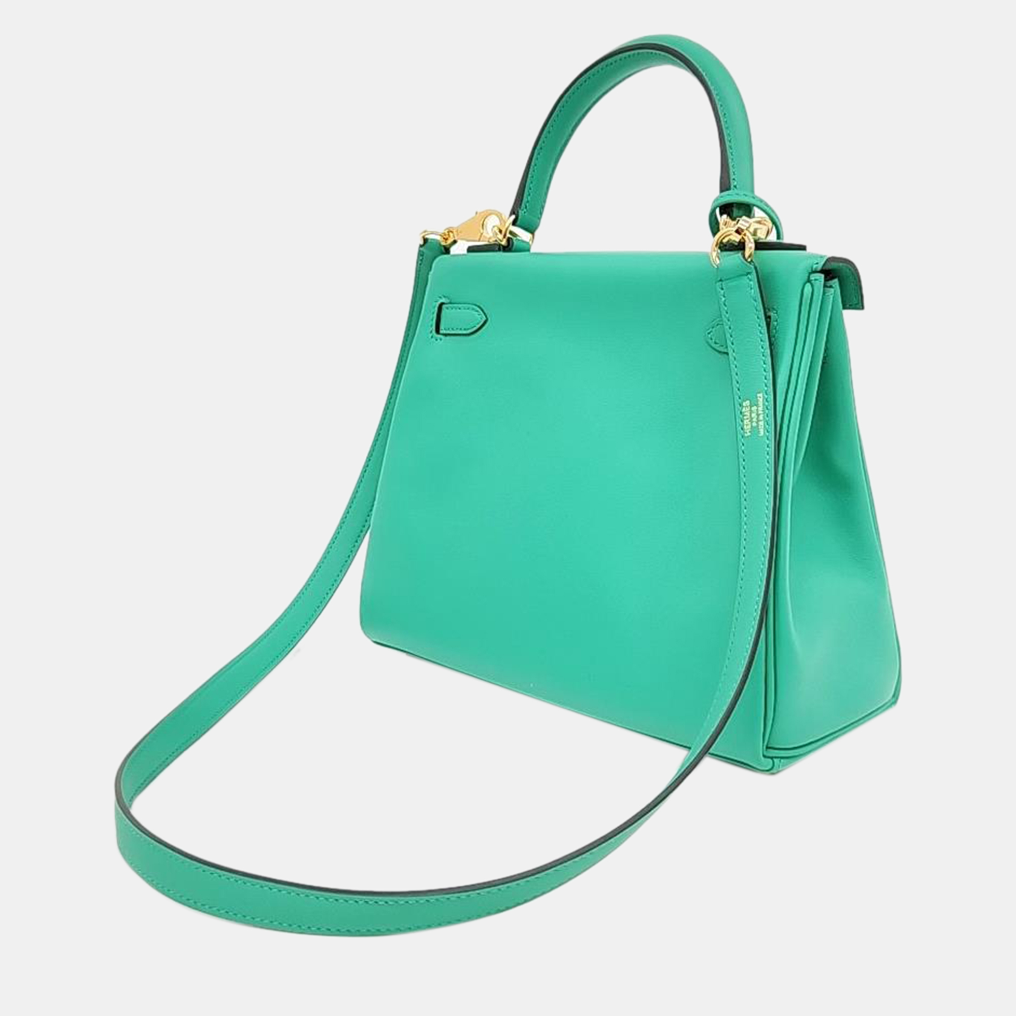 Hermes Green Leather Kelly 25 Bag