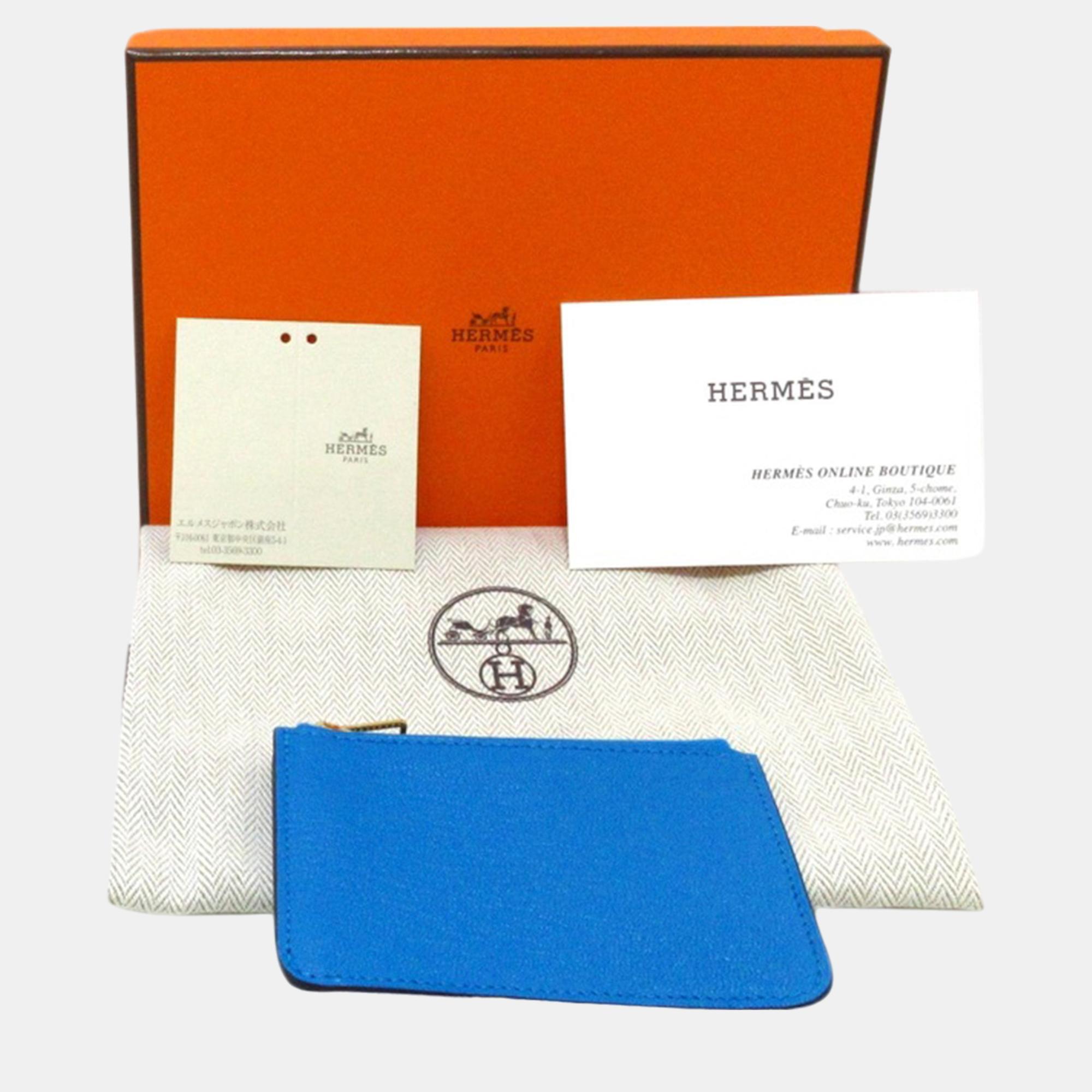 Hermes Blue Chevre Mysore Roulis Slim Wallet