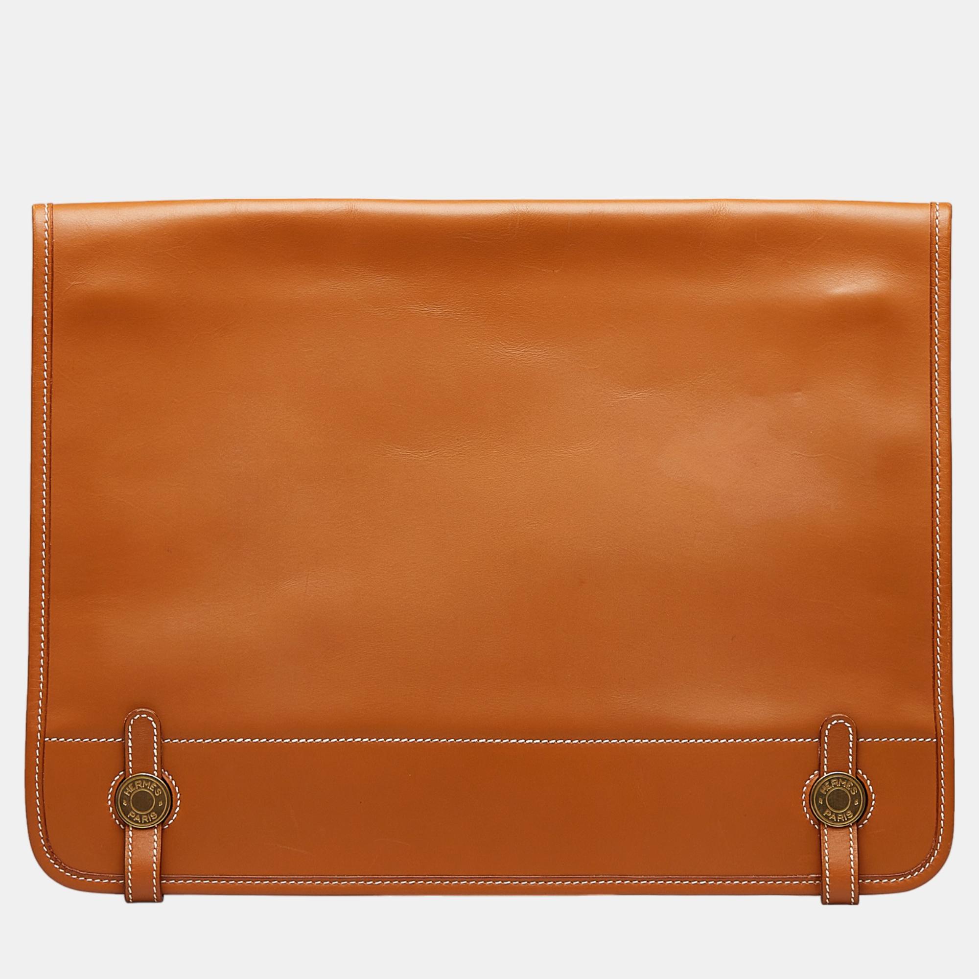 Hermes Brown Dogon Clutch Bag