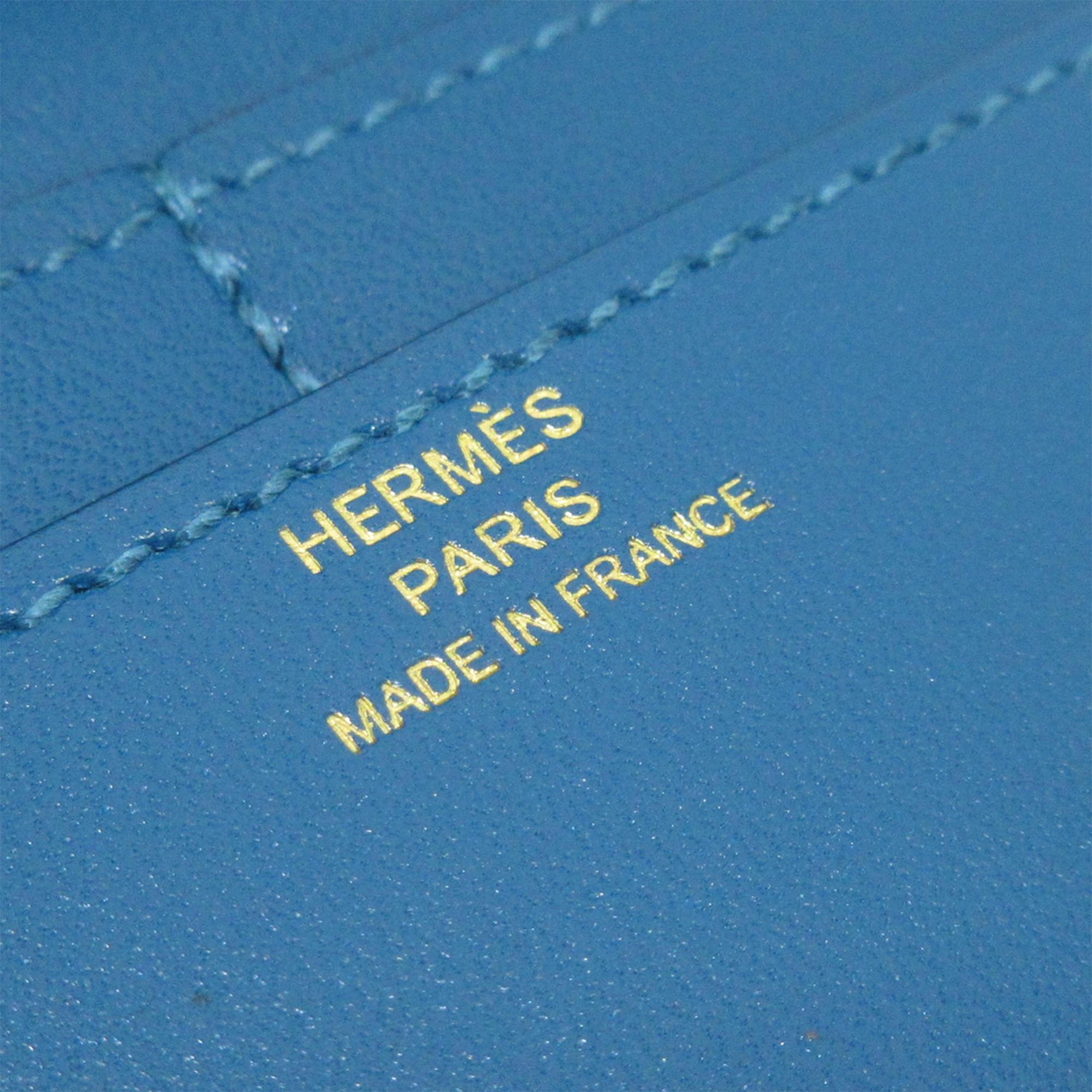 Hermes Blue Swift Constance Compact Wallet