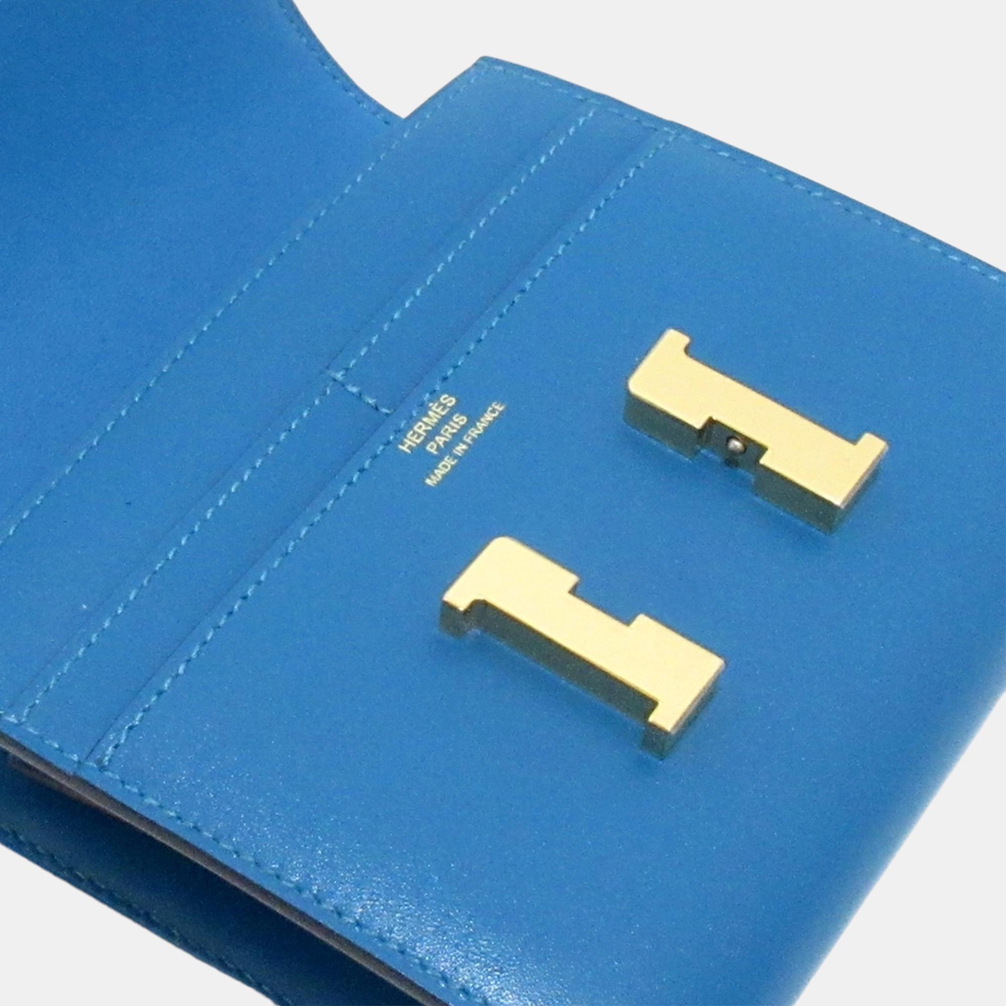 Hermes Blue Swift Constance Compact Wallet