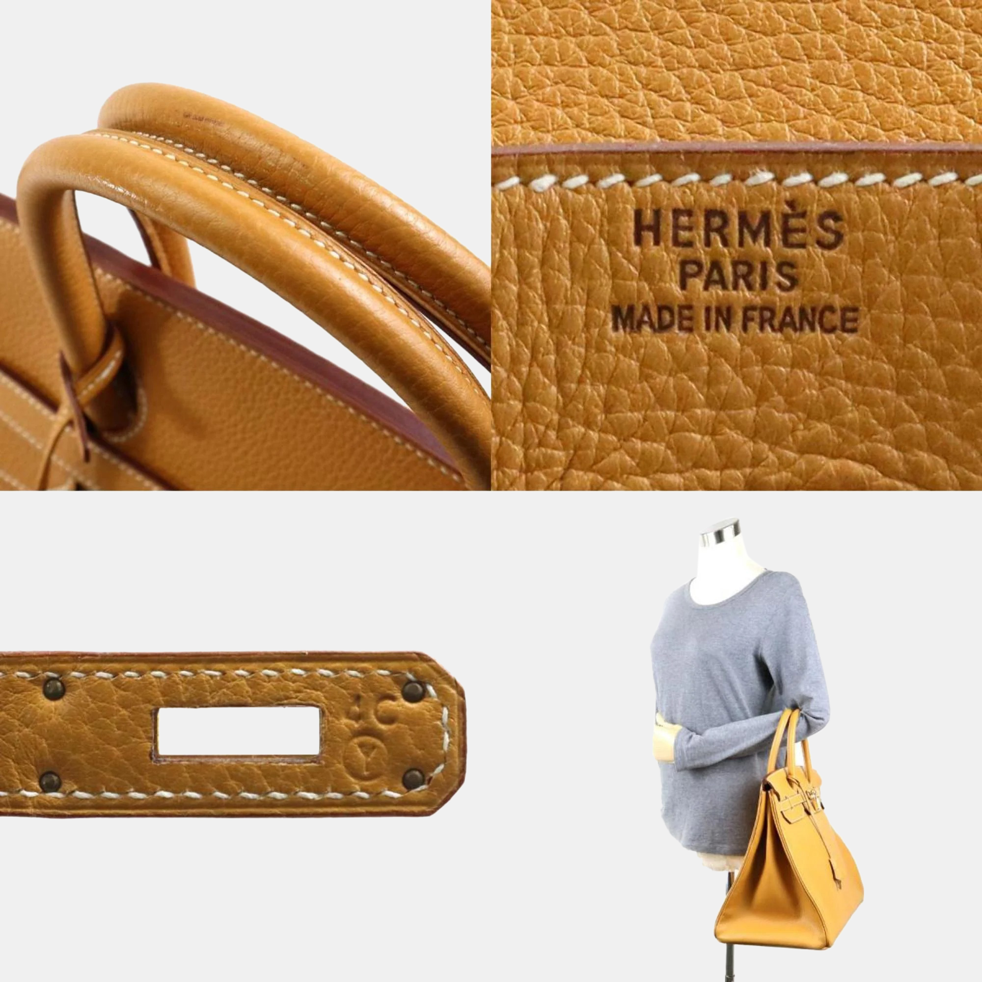 Hermes Handbag Birkin 40 Ardennes Natural Gold Unisex