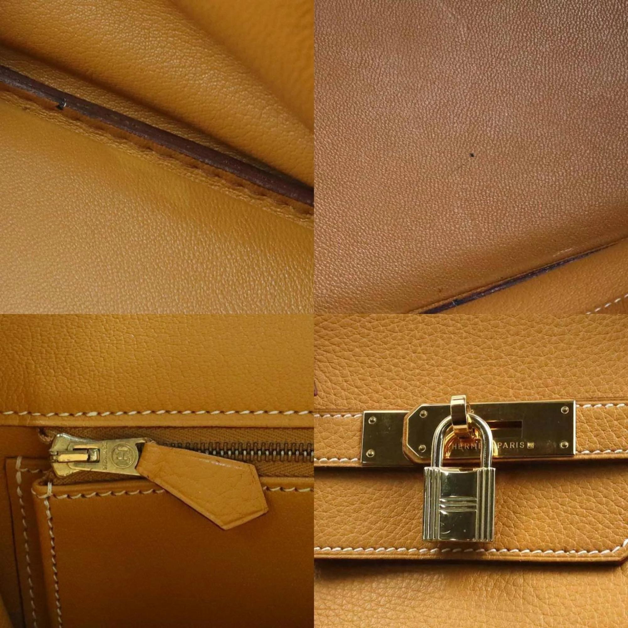 Hermes Handbag Birkin 40 Ardennes Natural Gold Unisex