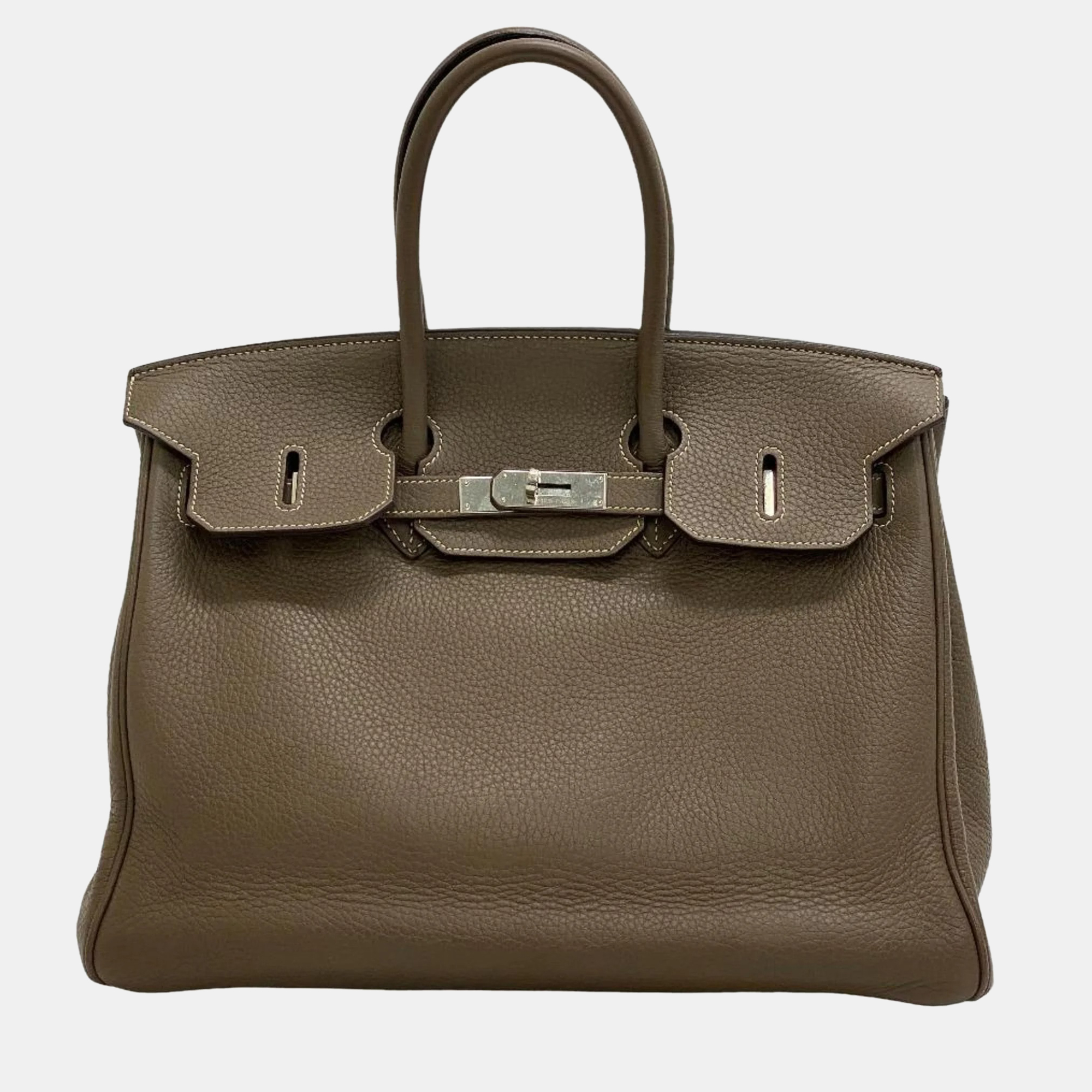 Hermes birkin 35 etoupe handbag gray ladies