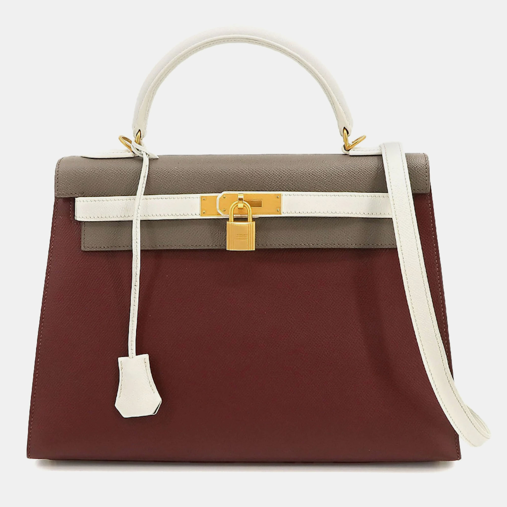 Hermes kelly 32 personal spo 2way hand shoulder bag epson rouge ash ethane white x engraved outside sewing