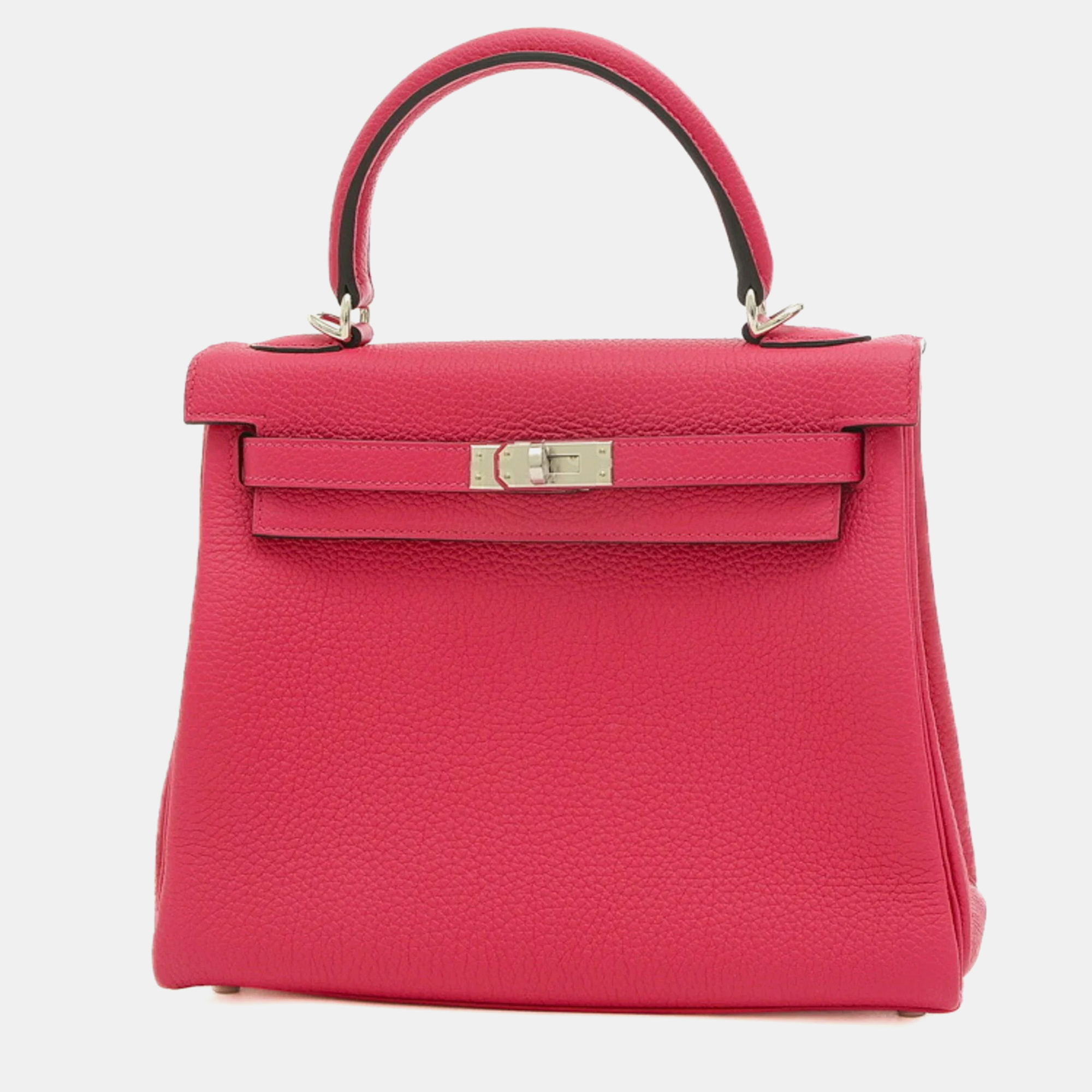 Hermes pink togo leather kelly 25 tote bag