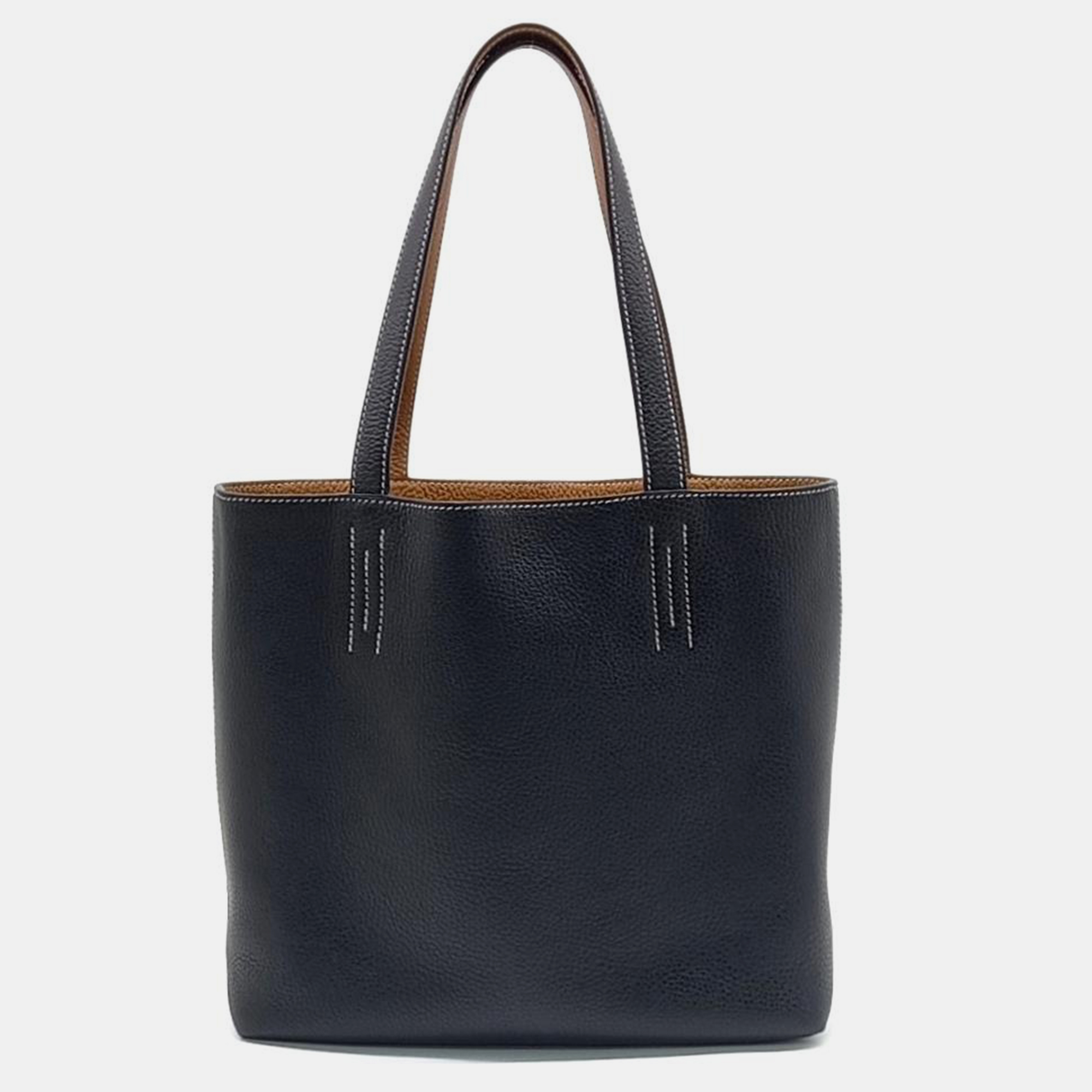 Hermes black taurillon clemence double sens 30 reversible tote bleu nuit